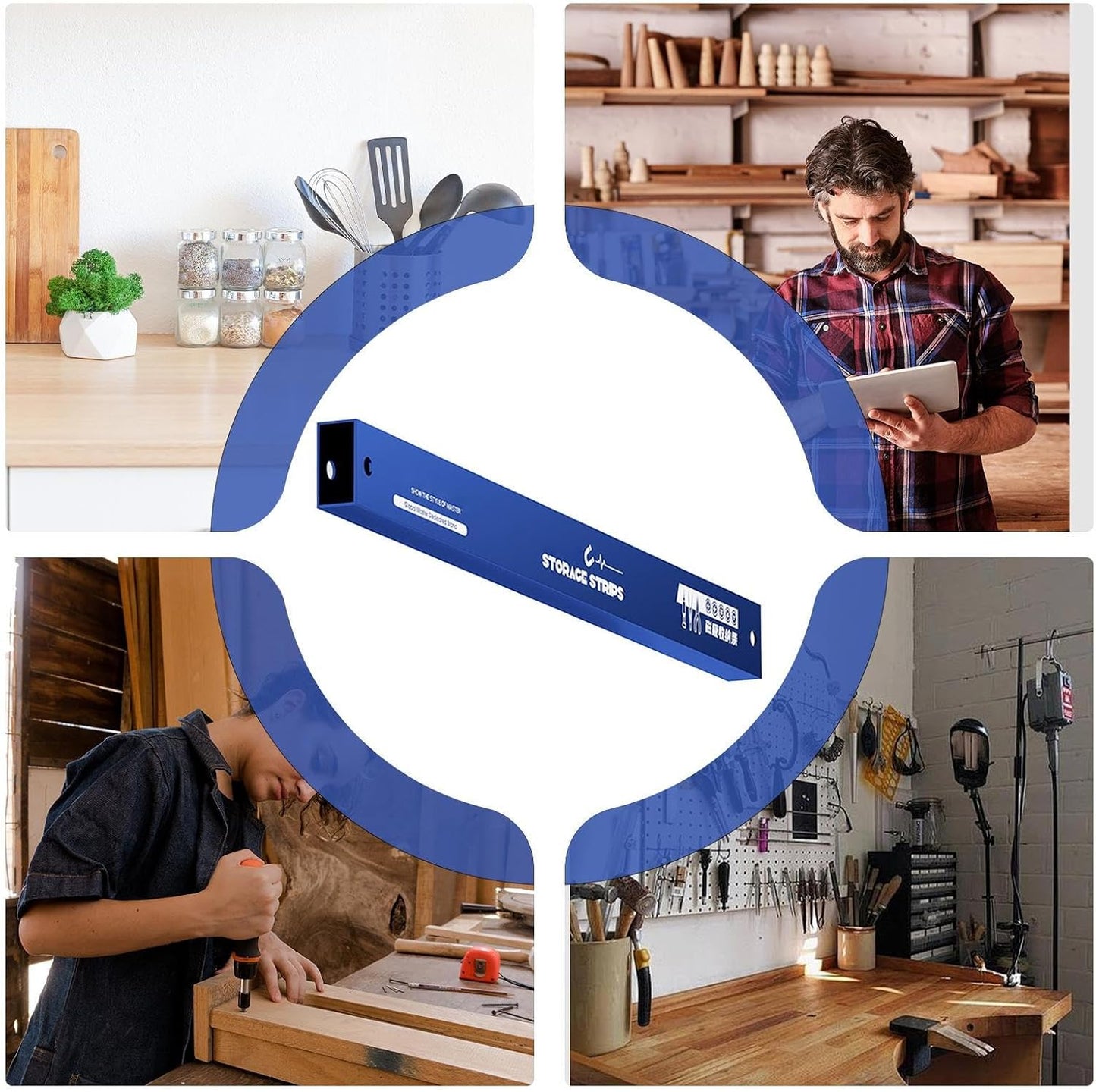  Générique Bande Magnétique Porte-Outils - Support Mural Pour Organisation D'Outils | Accessoires Multifonctions Gain De Place, Organisation Garage Et Cuisine Pour Pièces Mécaniques