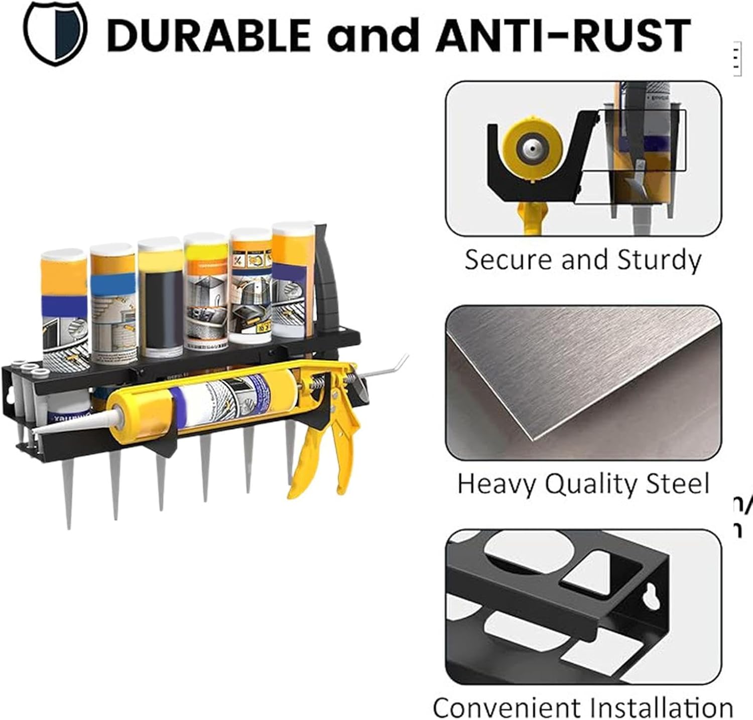  Générique Support Pour Cartouche De Mastic, Rack De Rangement Pour Tubes D'Étanchéité, Support Mural Pour Mastic, Idéal Pour Entrepôt, Atelier, Garage, Maison, Industrie, Abri De Jardin Et Espace De