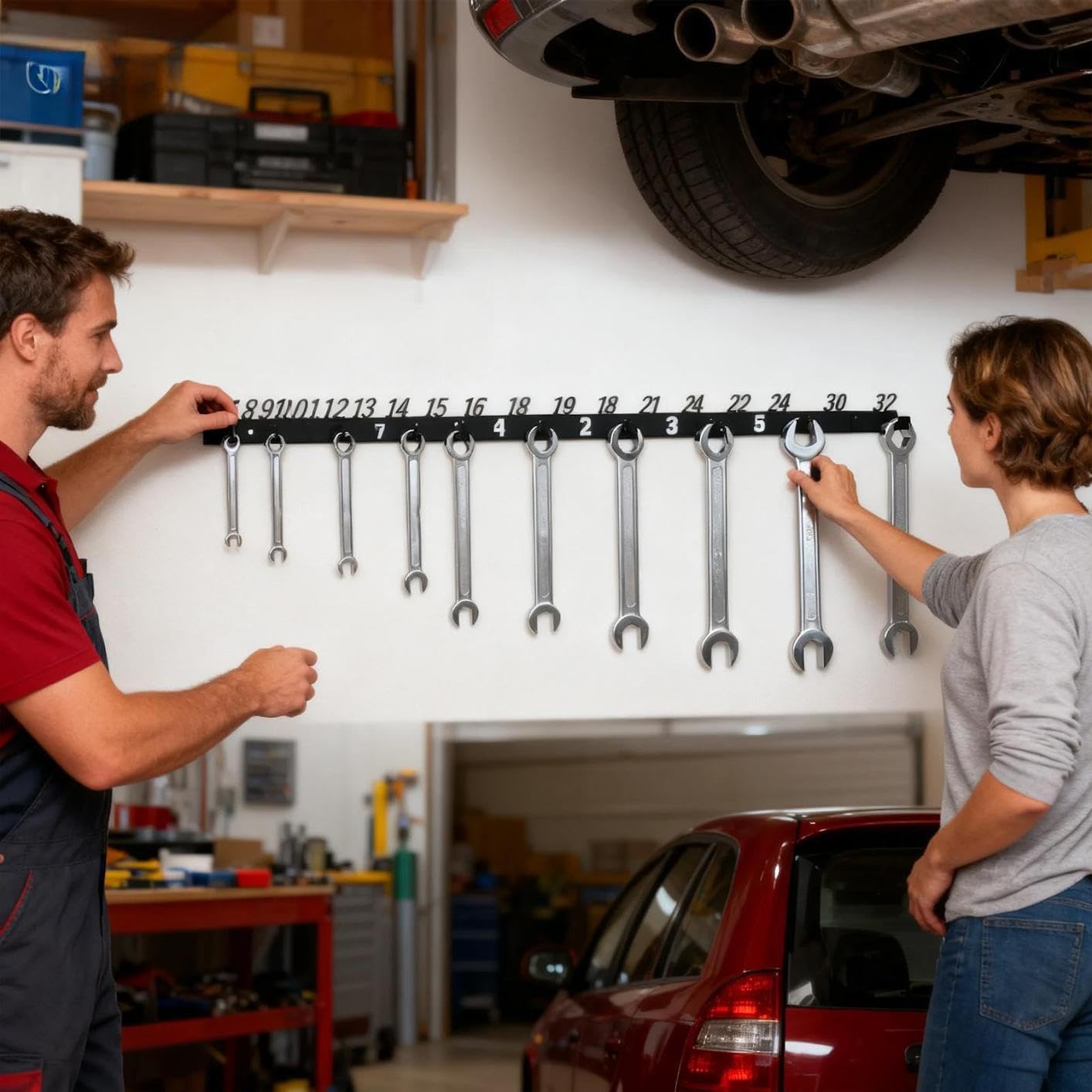  Générique Porte-Clés Pour Clés À Molette - Organisateur Mural Pour Clés À Molette,Crochets Muraux Pour Le Garage Et L Atelier | Pour Abri, Camion, Fourgon, Jardin, Magasin, Mécanicien, Cour E