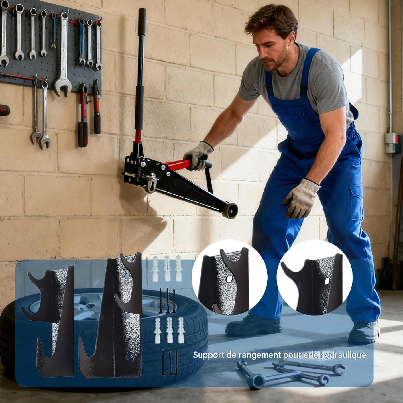  Supports De Cric | Crochets Anti-Dérapants Économie D'Espace,Porte-Supports Pour Cric Hydraulique Roulant,Pour Garage, Atelier De Réparation, Salle D'Outils, Atelier À Domicile, Boutique, Mécaniciens,