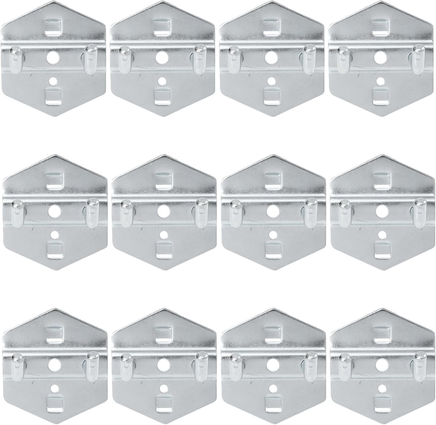  YARNOW Lot De 12 Crochets En Acier Argenté 5cm Pour Tableau à Trous, Porte-outils Multifonction Double Et Simple Crochet, Fixation Solide, Pour Garage Et Atelier