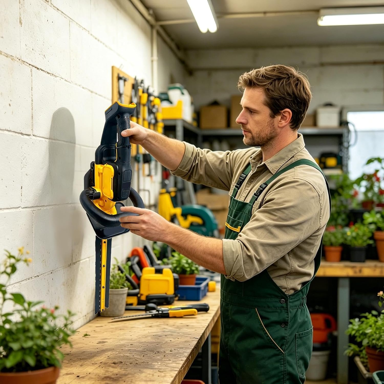  Générique Support Pour Débroussailleuse De Remorque | Rangement à Fixer Au Mur Pour Outils | Rack Mural De Rangement Taille-Haie | Pour Garage Atelier Abri De Jardin Grange Sous-Sol Pelouse