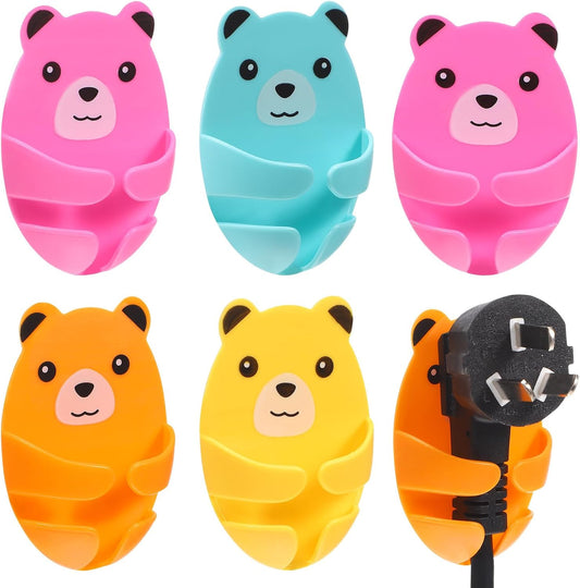  Toyvian Lot De 12 Crochets Adhésifs Pour Prises Électriques Supports De Cordons Sans Perçage Petits Crochets Multifonctionnels En Plastique Motifs Ours Mignons Rangement Câbles