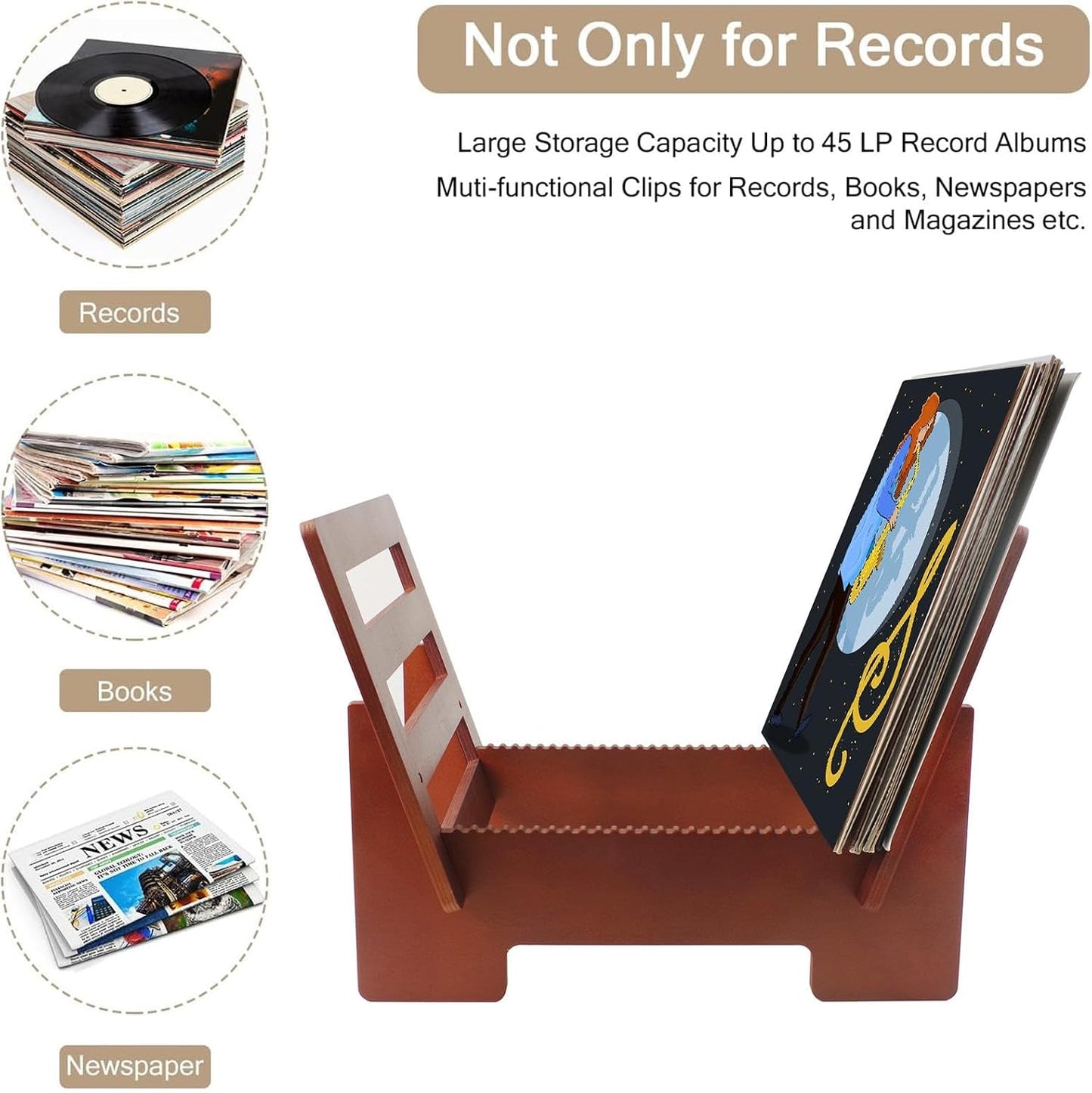  Wooden Storage Rack For Albums, Functional Album Display Holder, Rustic Wood Album Organizer, Elegant Document Storage Stand, Album Collection Storage Solution, Durable Wood Stand For Albums, Desktop