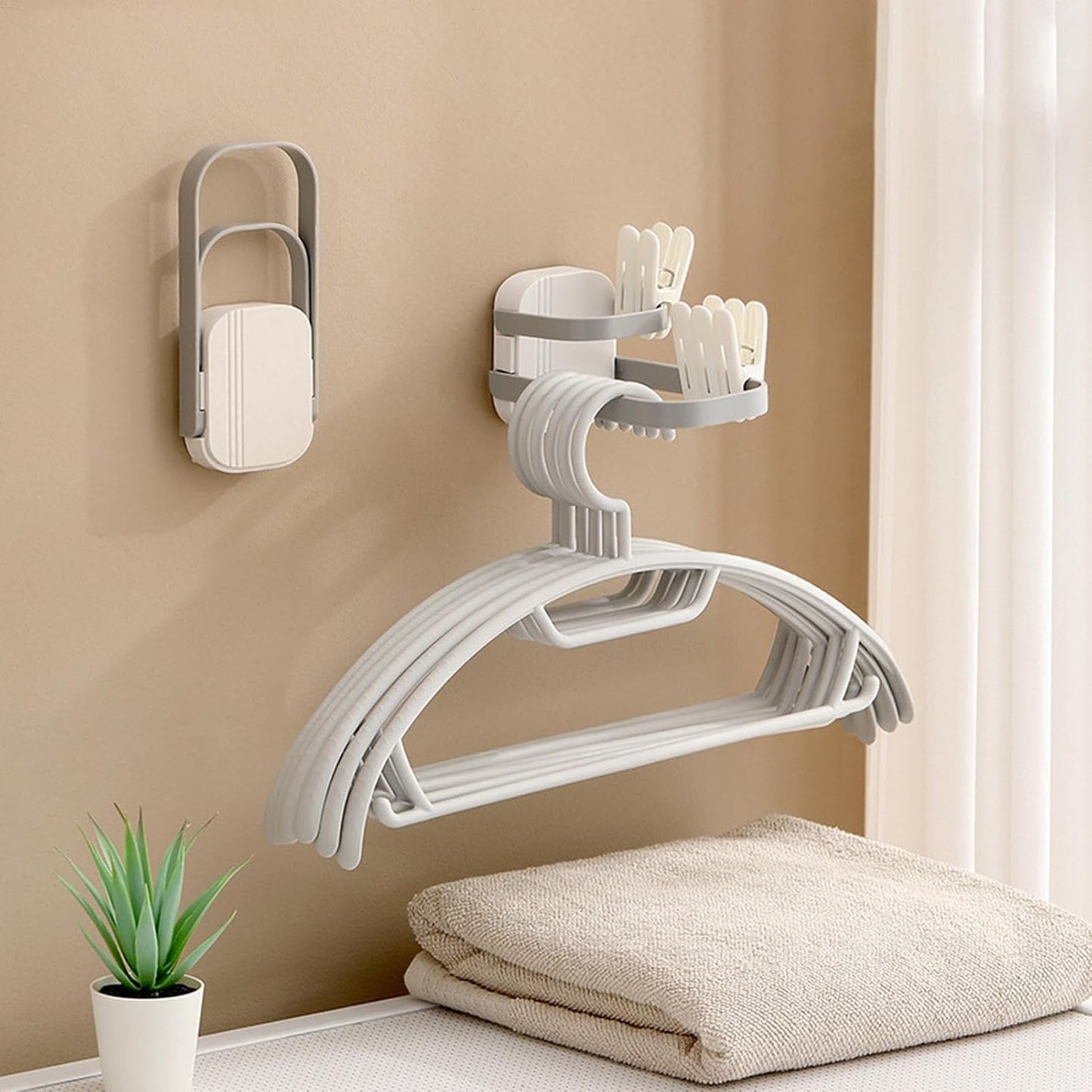  Support De Rangement Pour Cintre | Support Mural | Cintre Pliable, Peu Encombrant, Organiseur De Cintre Multifonction Pour Cuisine, Placard, Salle De Bain, Balcon, Armoire