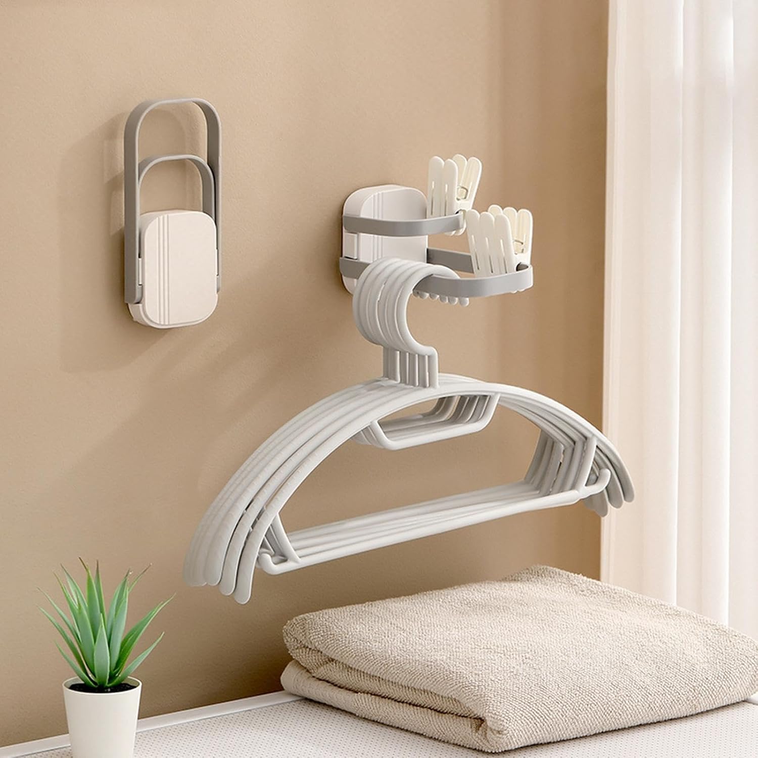  Support De Rangement Pour Cintre | Support Mural | Cintre Pliable, Peu Encombrant, Organiseur De Cintre Multifonction Pour Cuisine, Placard, Salle De Bain, Balcon, Armoire