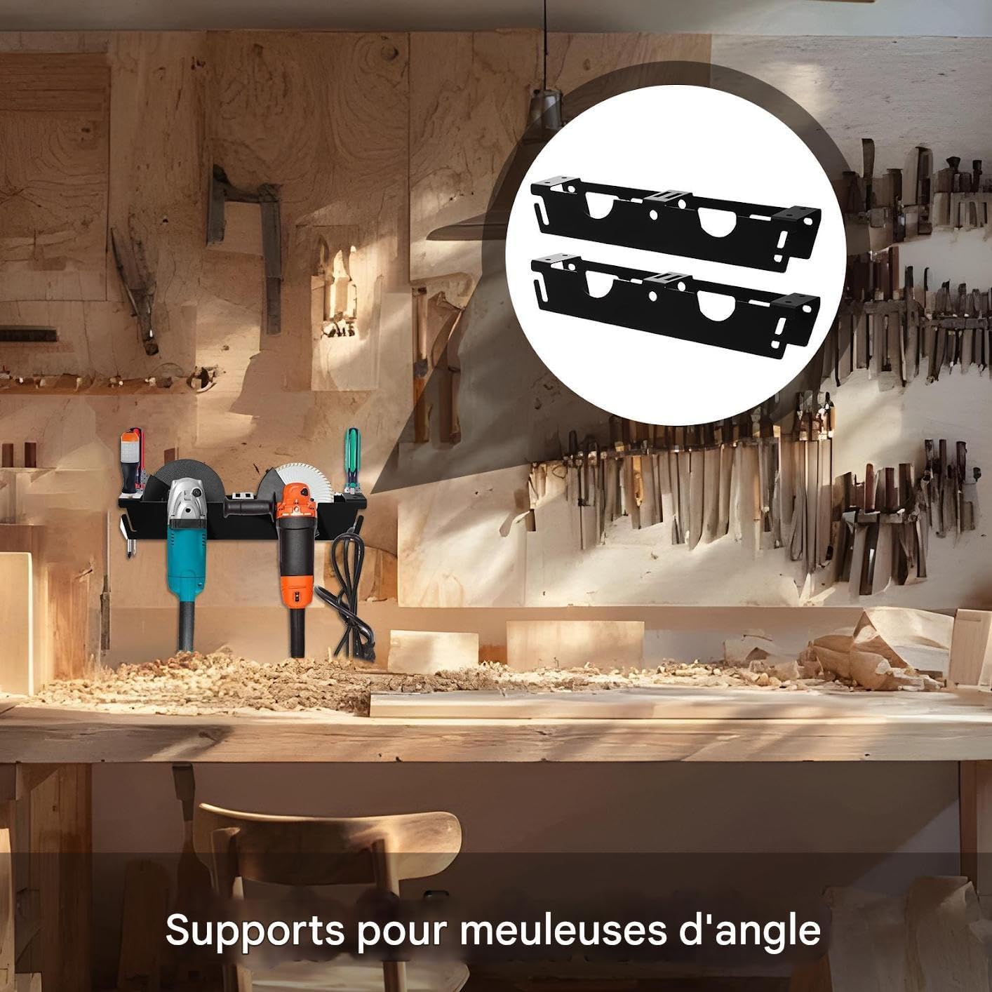  Porte-Meuleuse D'Angle,Support Pour Mur De Meuleuse D'Angle | 2 Pièces Organisateur à 2 Fentes Pour Tournevis Et Outils Électriques Pour Atelier, Établi, Panneau Perforé Et