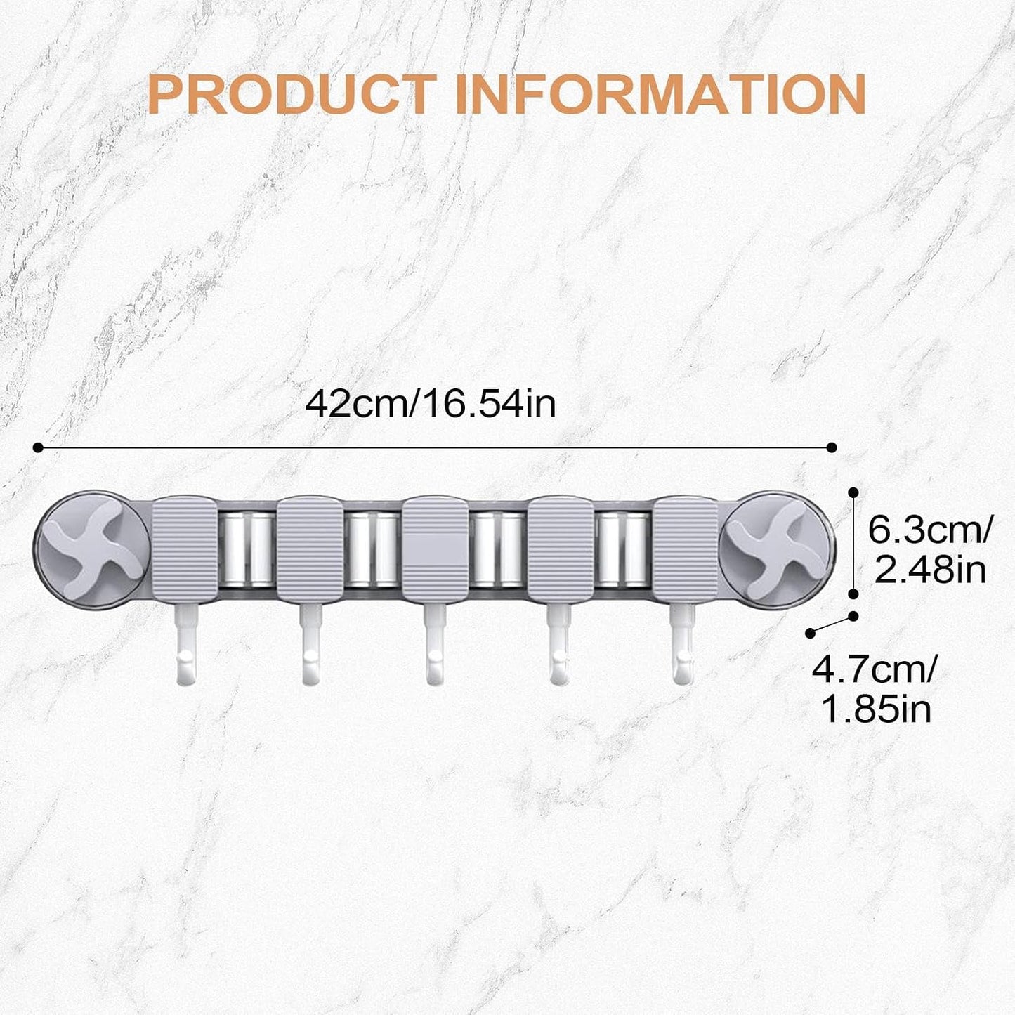  Support Murale Pour Balai - Support De Rangement Murale Avec Ventouses - Organisateur Outils Pour Balai Pelle Torchon Chiffon Gants Brosse