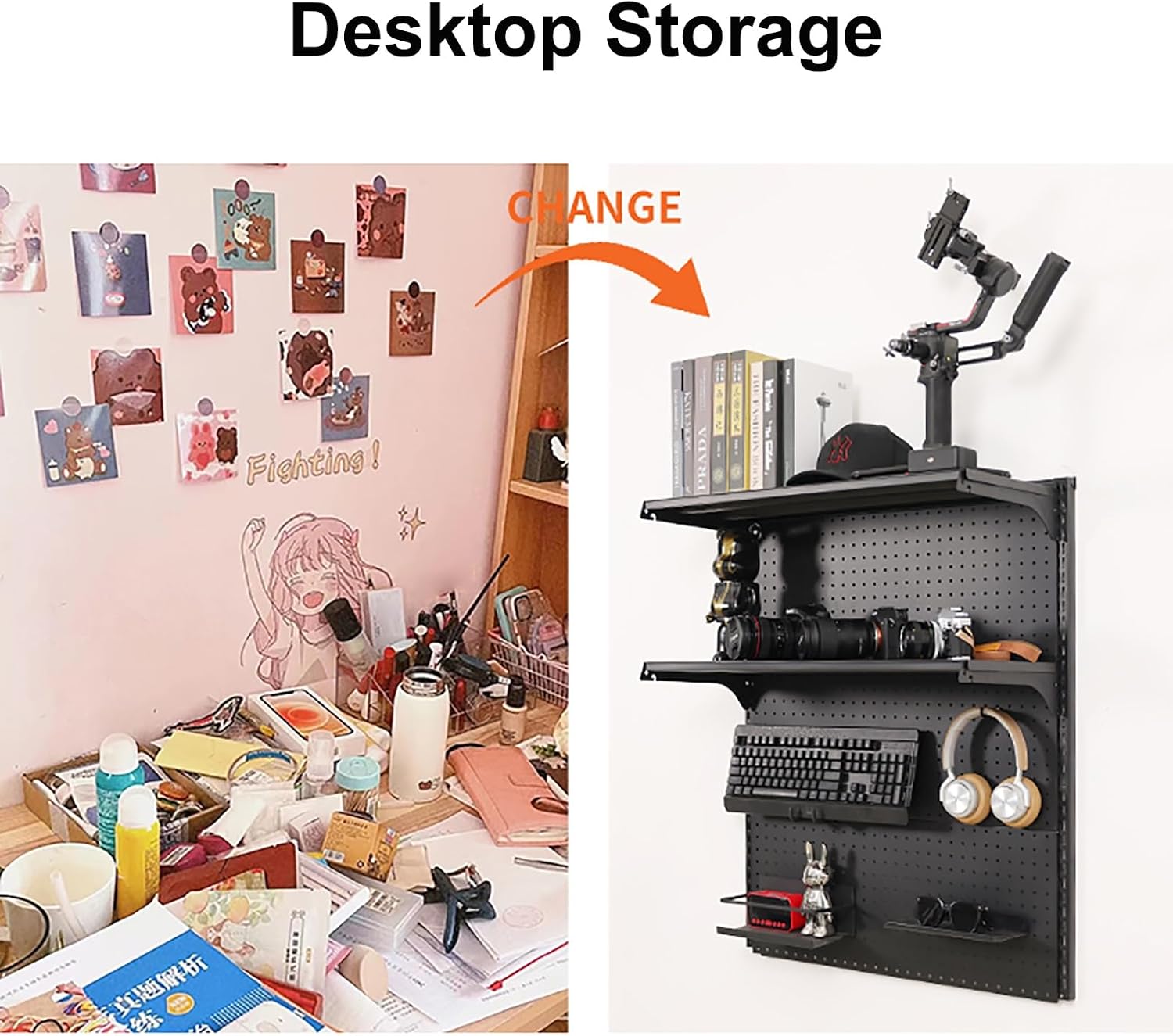 GENERIC Organiseur De Panneau Perforé En Métal – Solution De Rangement Polyvalente Pour Outils Et Bureau Pour Garage, Bureau Et Jeux Vidéo