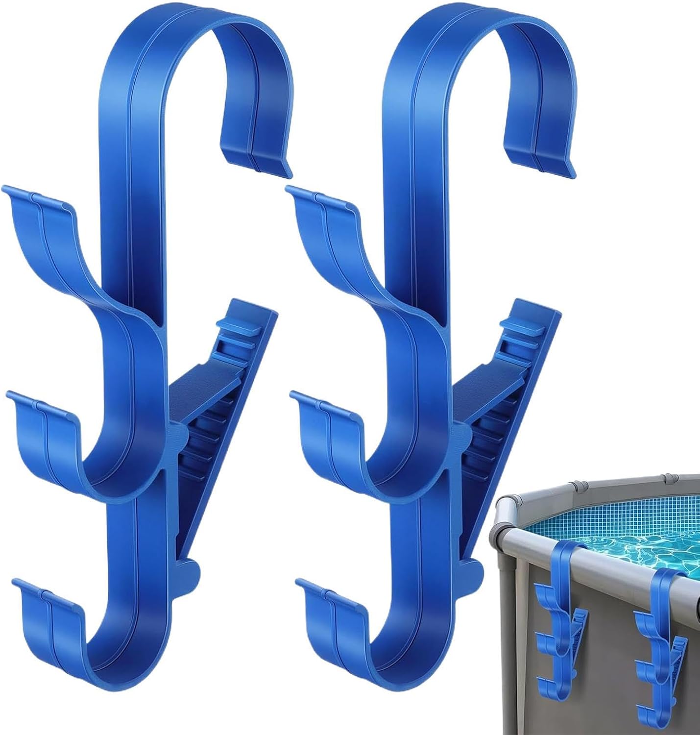 GENERIC Crochets De Piscine | Support De Rangement Réglable à 3 Crochets – Crochets De Poteau De Piscine, Pour Râteaux à Feuilles, épuisettes, Brosses, écumoire, Tuyau D'aspiration, Outil De Nettoyage
