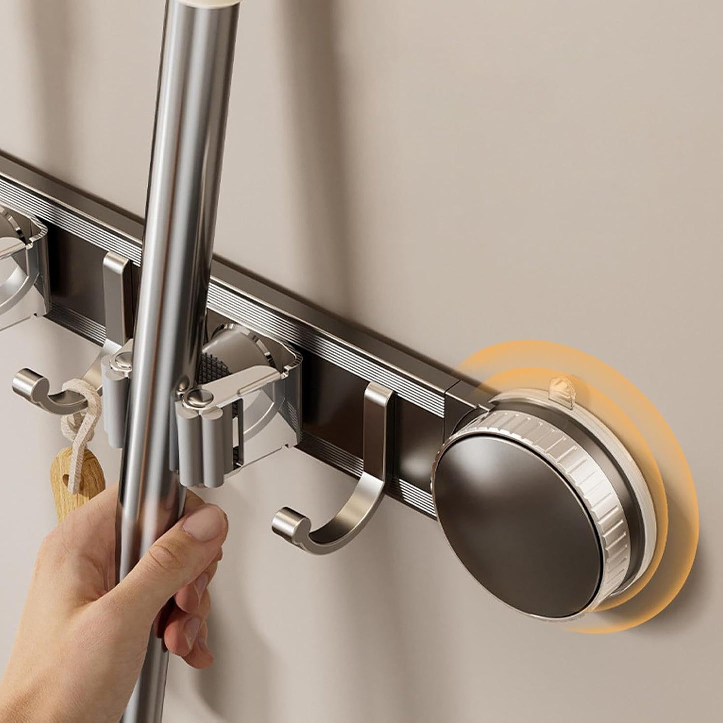 GENERIC Support à Balais, Robuste Et Antirouille Avec Ventouse – Organisateur D'outils De Nettoyage Domestique – Pour Dortoir, Bureau, Appartement, Chambre à Coucher, Salon, Salle De Bain