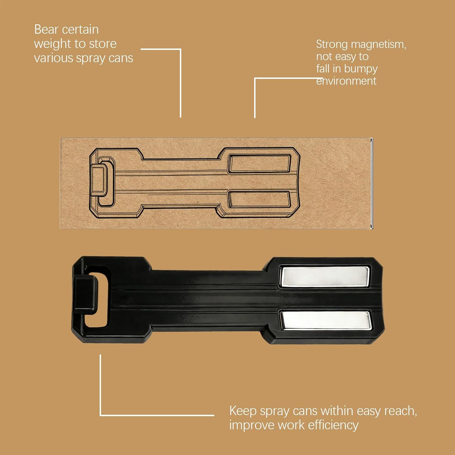 Genérico Porte-bombes De Pulvérisation Magnétique, Stockage Portable Pour Charges , Support Mural Pour Porte-bouteille De Pulvérisation, Accessoire D'organisateur D'outils, Solution De Stockage