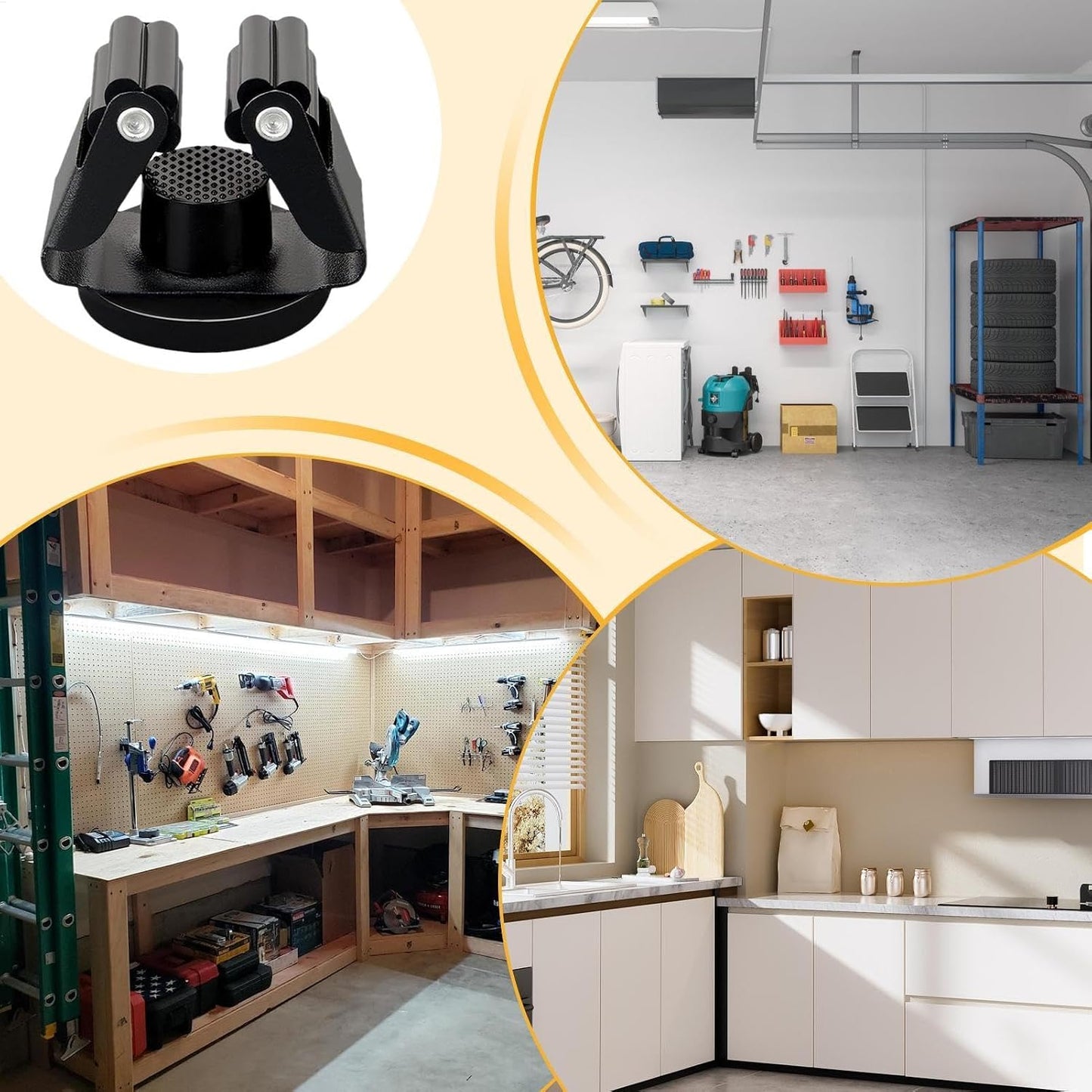  Support Magnétique Pour Balai, Support Mural Robuste, Sans Perçage, Pour La Maison, Le Garage, Le Jardin, La Buanderie, L'abri De Jardin Et La Cuisine, 4,5 X 4,5 X 3,6 Cm, Portable Et Robuste
