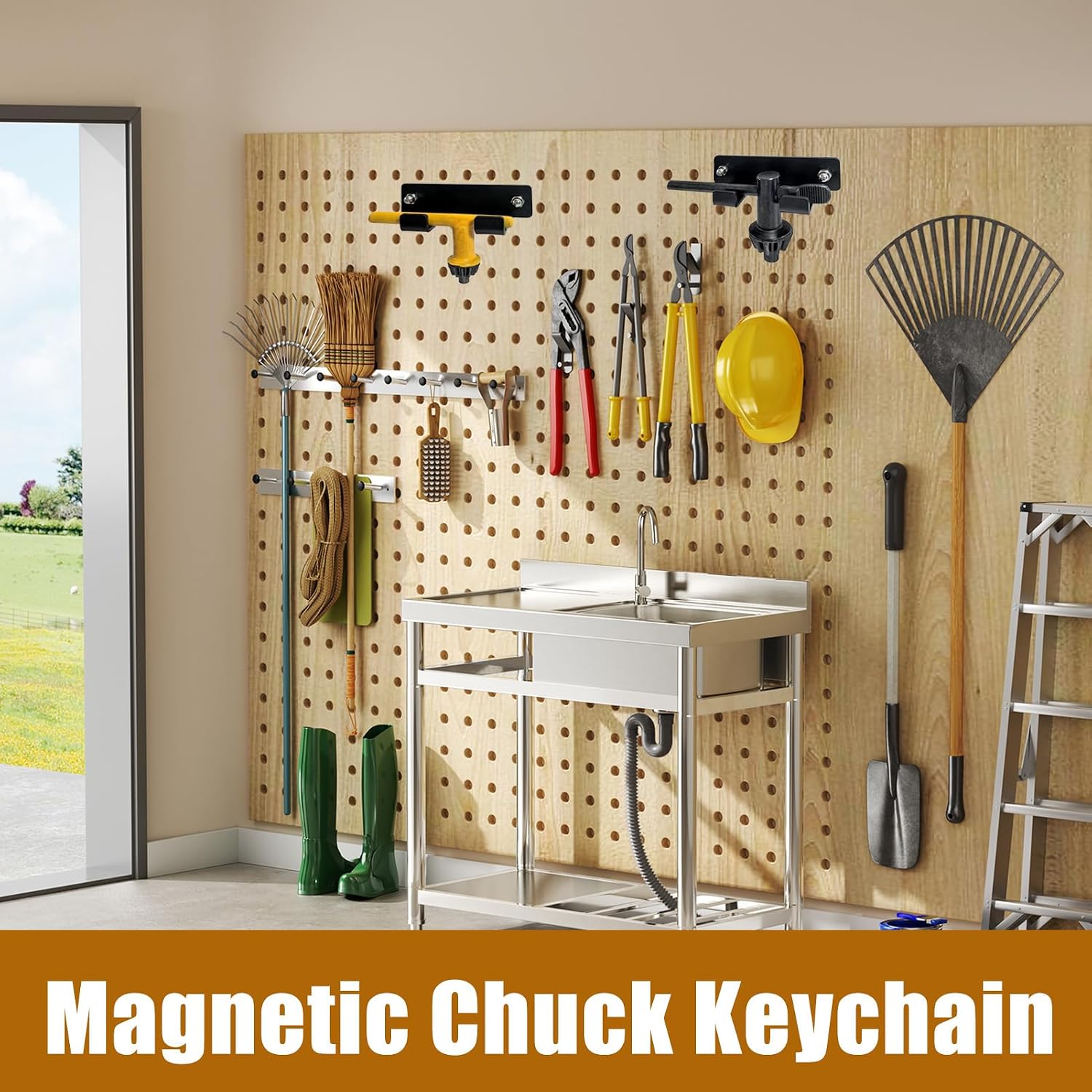 GENERIC Porte-clés Magnétique Pour Mandrin – Organiseur De Rangement Magnétique Pour Outils De Tour Et D'atelier | Construction En Acier Avec Matériel De Montage, Accessoire Mural En 2 Pièces, Pour Garage