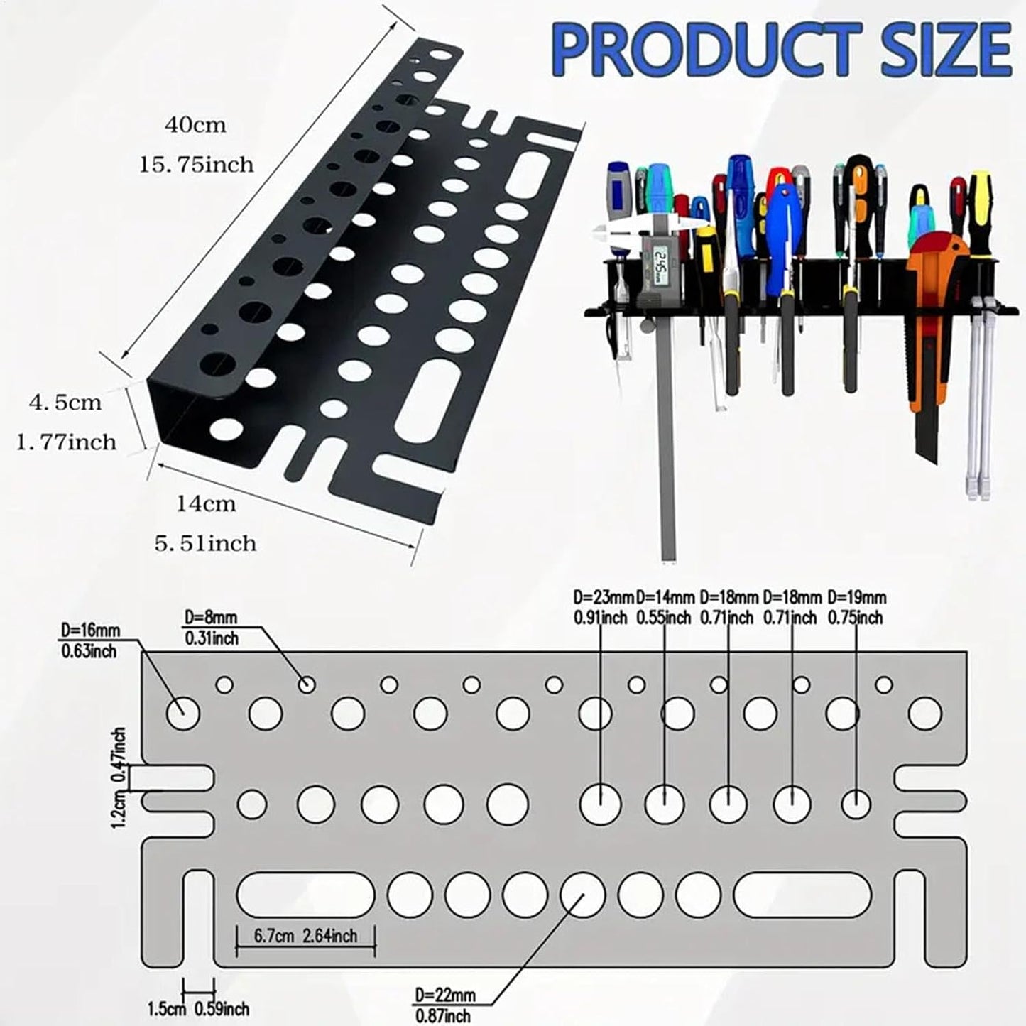 Genérico Screwdriver Holder Organizer, Metal Tool Organizer, Wrench Storage Rack, Plier Tool Organizer, Screwdriver Rack Organizer, Polyvalent Tool Storage, Rack, Plier Storage Organizer, Wrench Ho