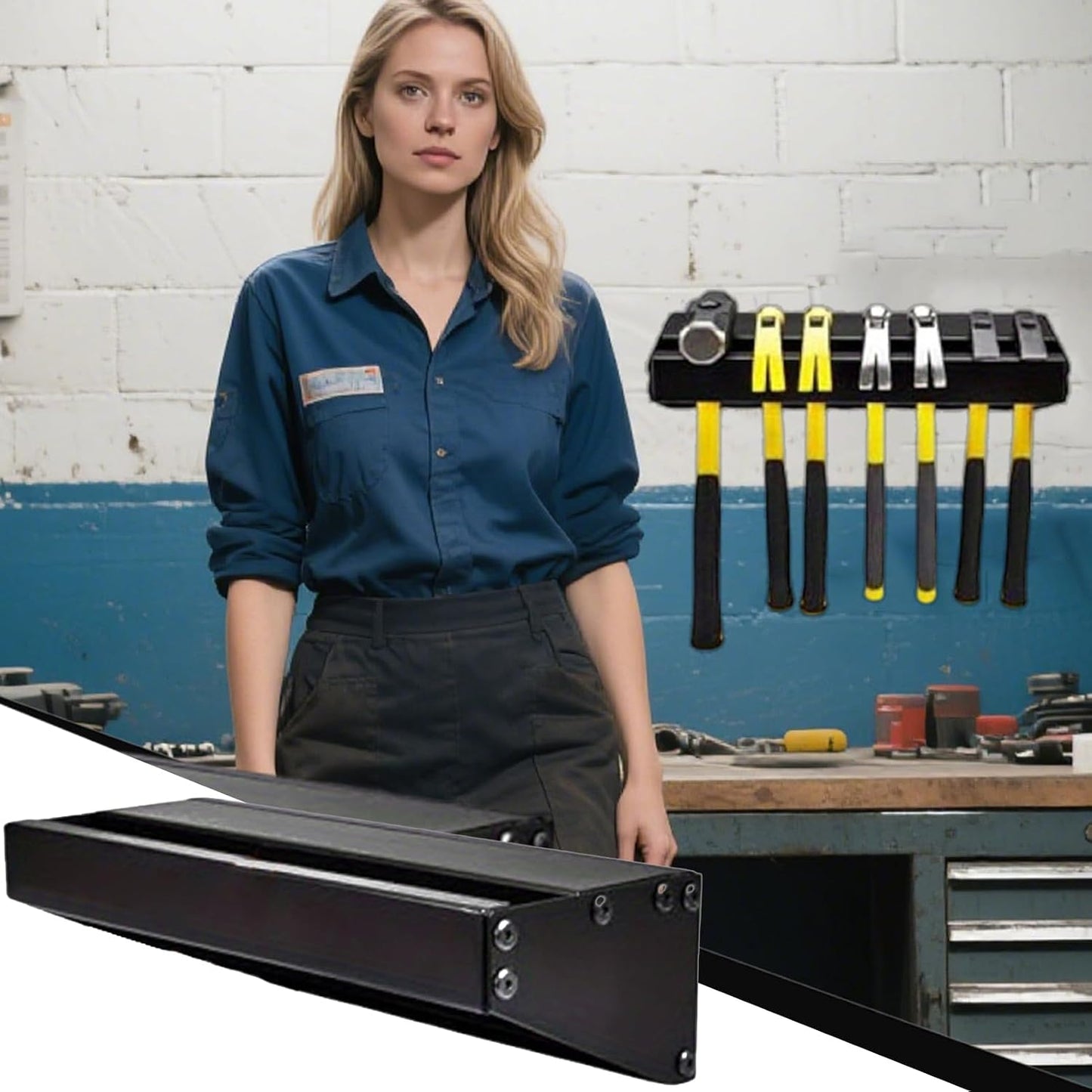  Tool Rack, Hammer Holder, Wall Installation With Compact Storage Function, Garage Utility Feature Workbench Efficiency, Mountable System For Job Site Use