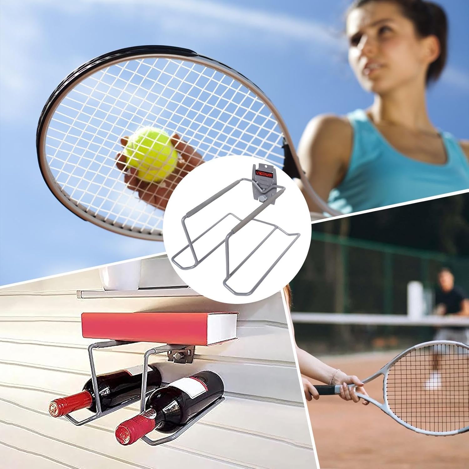  Support Mural Pour Raquette De Tennis, Support De Présentation Pour Raquette De Badminton, Support à Billes Antidérapant En Acier Au Carbone, Organisateur De Garage Mural Pour Tennis De Table De