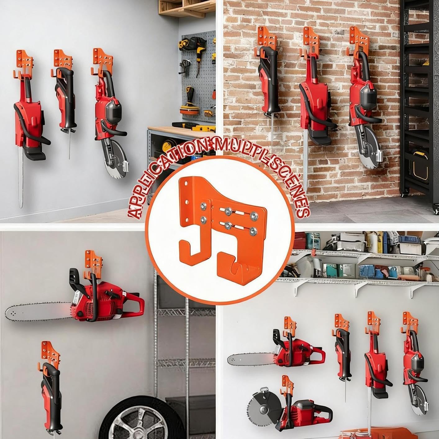 GENERIC Support Pour Tronçonneuse,Organisateur De Rangement À Usage Intensif Monté Au Mur,Organisateur De Tronçonneuse Pour Garage Avec Deux Crochets - Pour Les Accessoires Des Outils À Chaîne Destinés Au Jar
