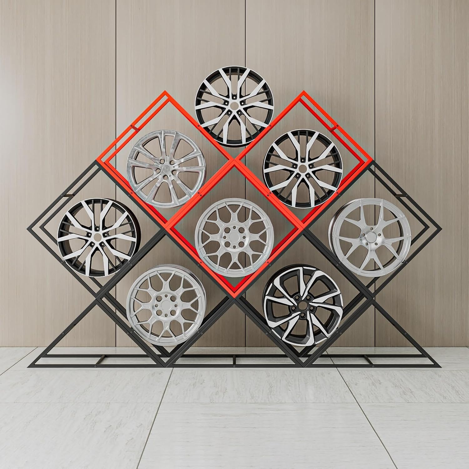  Générique Présentoirs Empilables Pour Jantes De Pneus - Supports De Rangement En Acier Robuste Pour Garage Et Atelier, étagères Pour Moyeux De Roue De Voiture, Solution De Rangement Pour Pneus, Grand