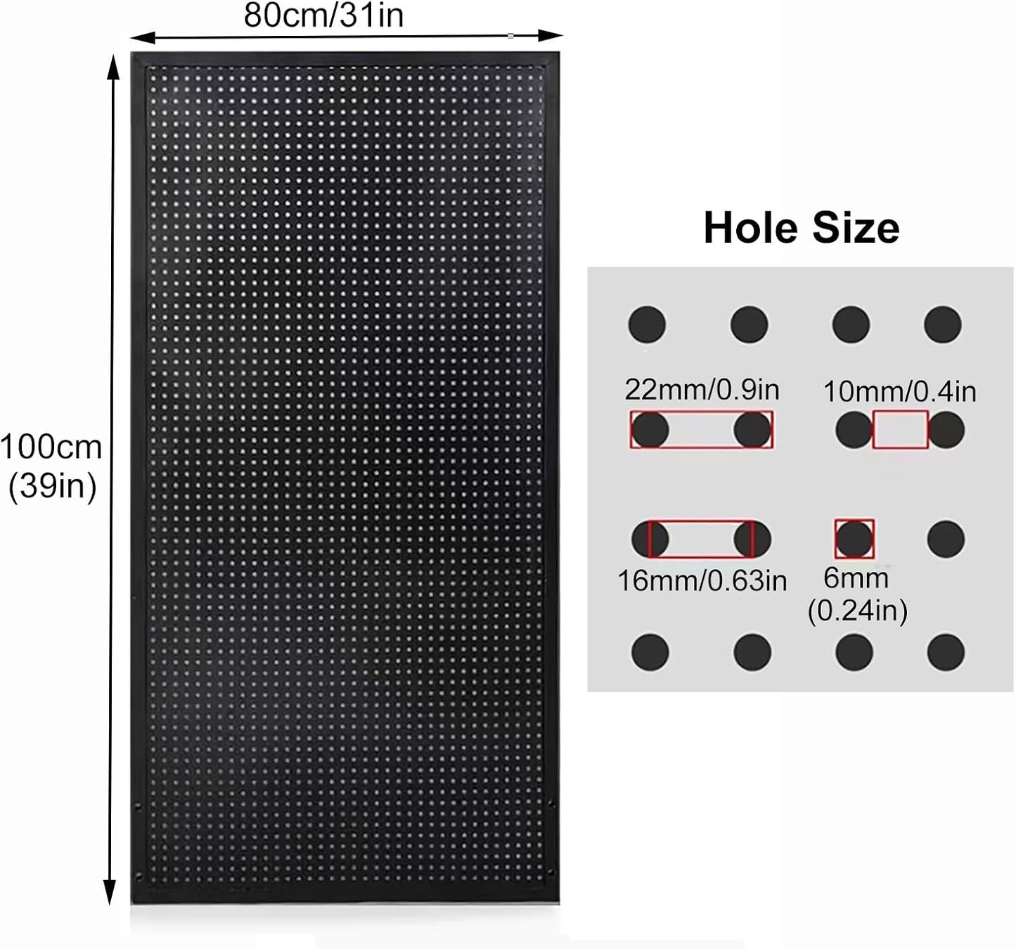 GENERIC Kit De Rangement D'outils En Métal Robuste Avec 20 Crochets, Idéal Pour La Maison Et Le Bureau, 120 X 60 Cm