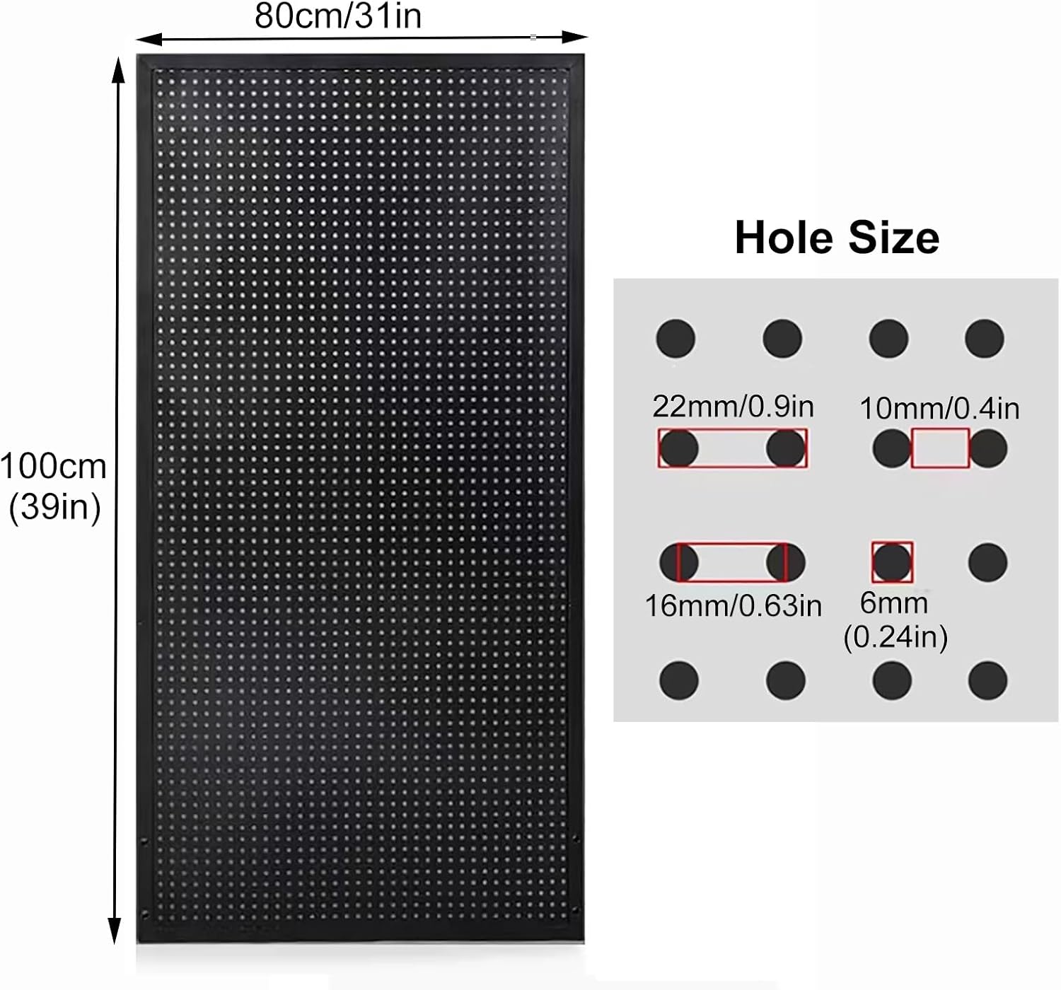 GENERIC Kit De Rangement D'outils En Métal Robuste Avec 20 Crochets, Idéal Pour La Maison Et Le Bureau, 120 X 60 Cm
