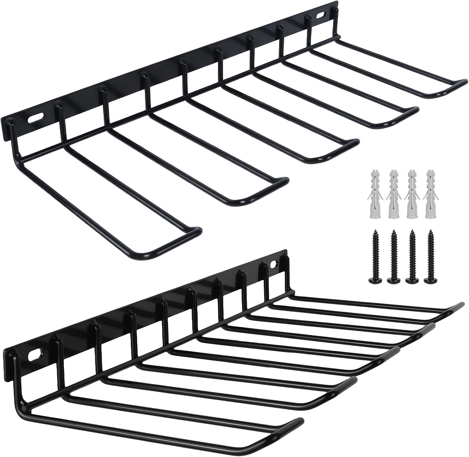  WellMade Lot De 2 Supports Muraux Pour Outils électriques, Porte-perceuse, Support Mural En Acier Noir Pour Garage, Peut Contenir 4 Outils, Capacité De 36,3 Kg, Facile à Installer Avec Vis Et