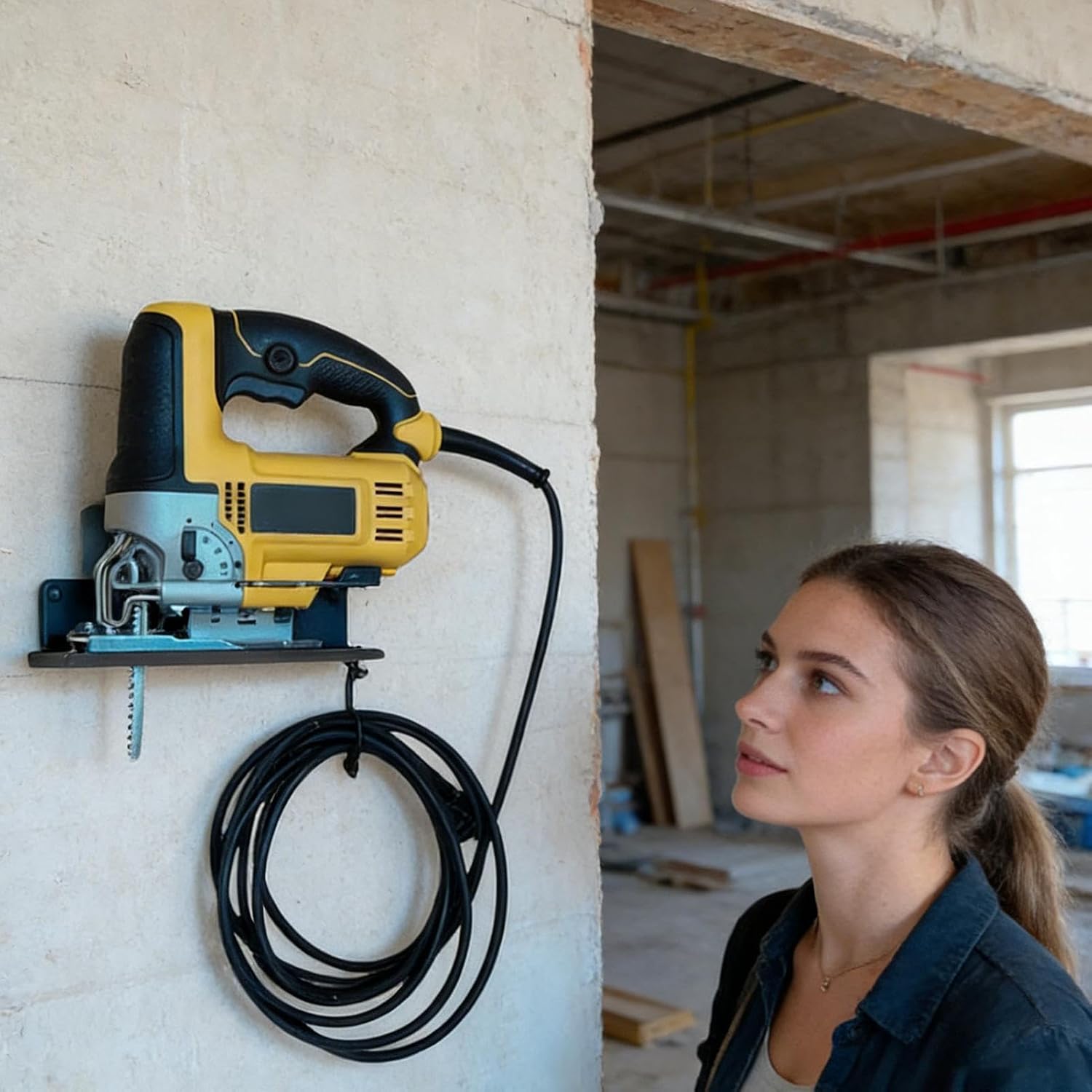  Générique Support Mural De Scie Sauteuse - Support De Rangement En Métal Pour Outils Électriques,Rangement Pour Scie Sauteuse - Pour Atelier Garage Cave Maison Ferme Appartement