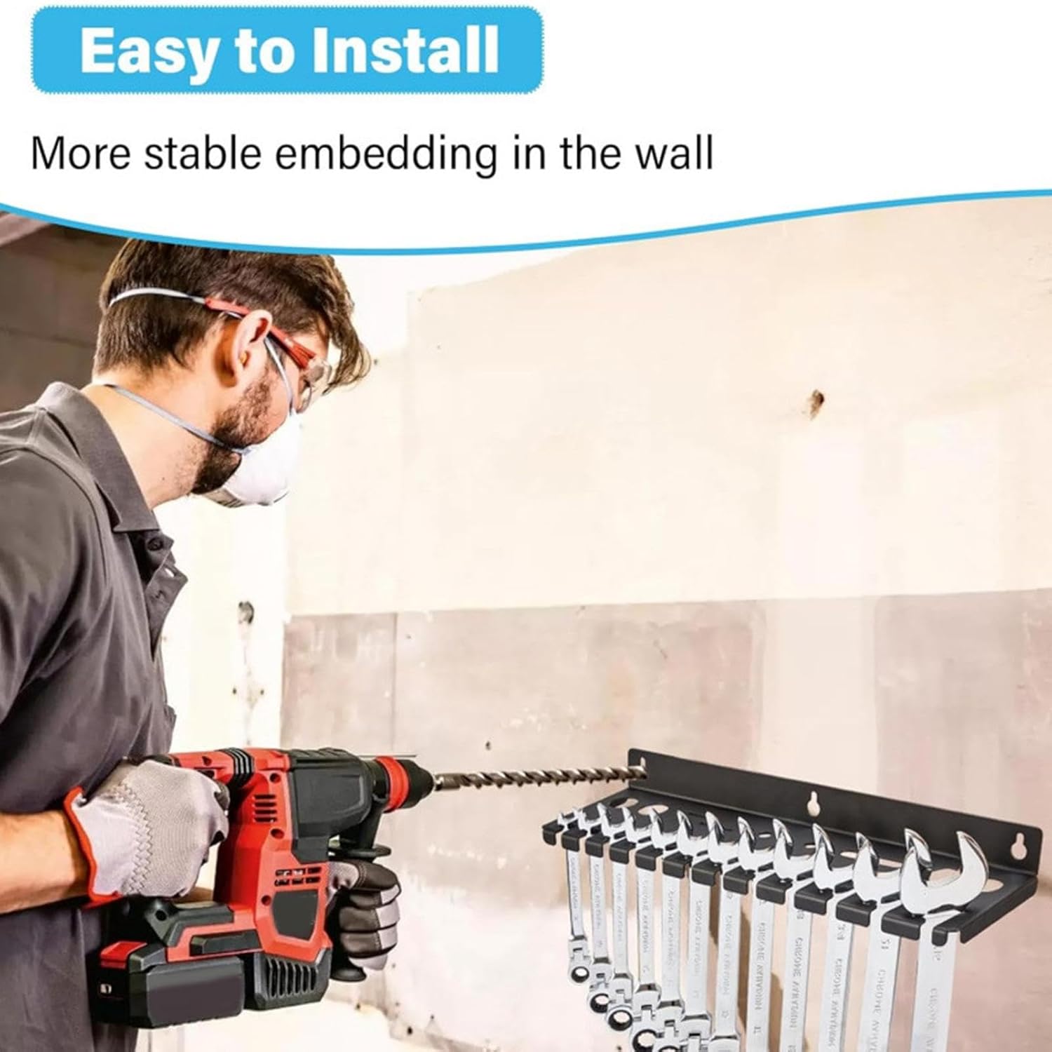 GENERIC Supports De Clés – Support Mural Pour Outils De Rangement De 35 Cm, Support De Rangement De Clés Mixtes Pour Garages, Rail De Plateau De Mécanicien Avec Fentes De Suspension, Support à Cliquet Pour