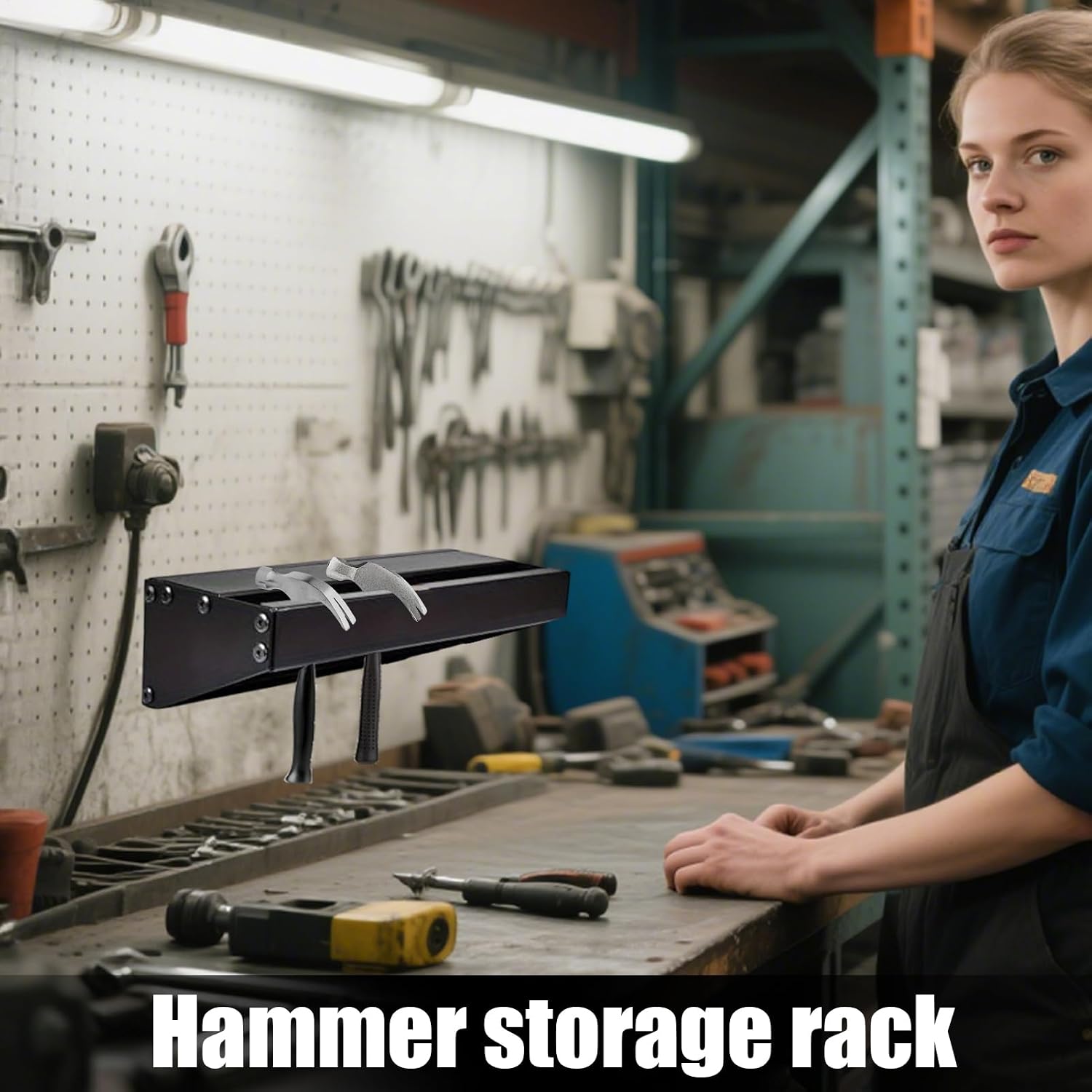  Tool Rack, Hammer Holder, Wall Installation With Compact Storage Function, Garage Utility Feature Workbench Efficiency, Mountable System For Job Site Use