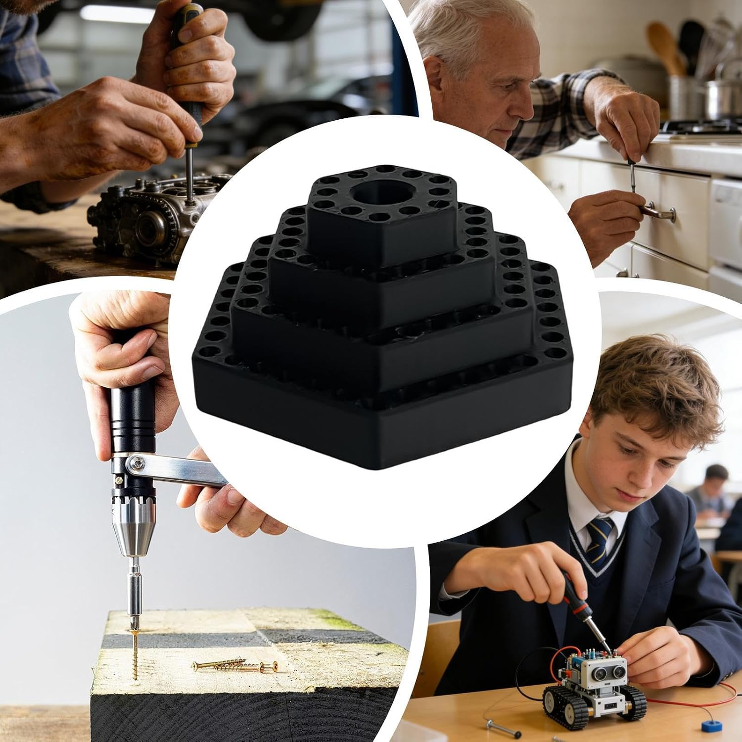  Générique Porte-Forets | Organisateur D'Hexagonaux De 4,8 Mm | Range-forets Et Mèches,Pour Garage, Travail Du Bois, Outils Électriques, Construction, Placoplâtre, Charpentier, Maison