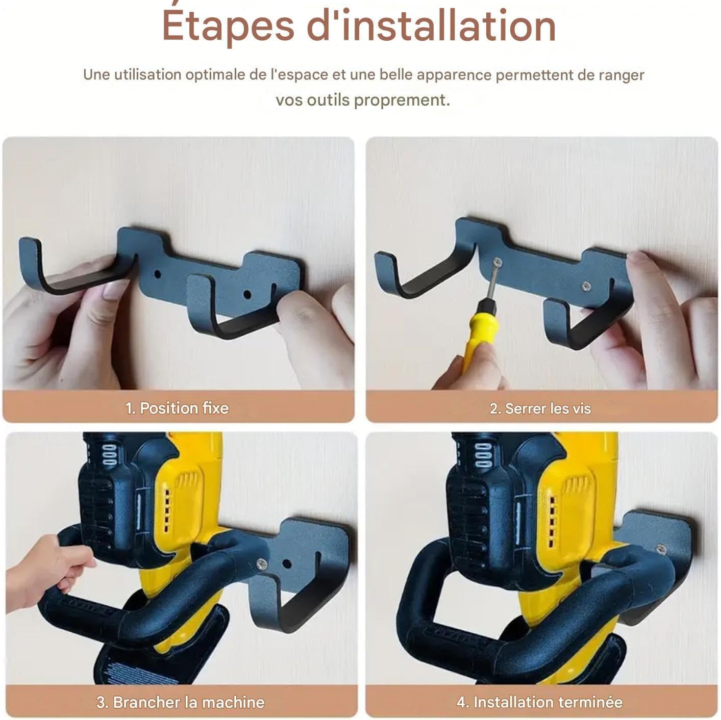  Générique Crochets De Garage - Porte-Ustensiles Jardin Et Utility - Gain De Place Pour Mur Buanderie Atelier Cuisine Cave Jardin Maison