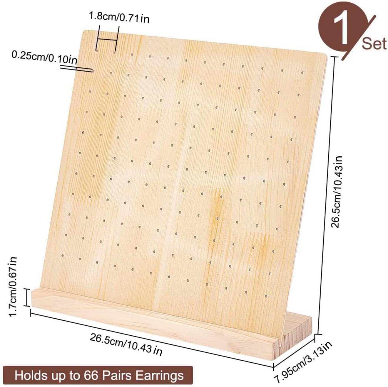 GENERIC Panneau Perforé En Bois, 26 X 26 Cm, Support Multifonctionnel, Support De Rangement, Présentoir Pour Bijoux, Outils, Clés, Porte-clés, Artisanat, Chambre, Salon, Garage