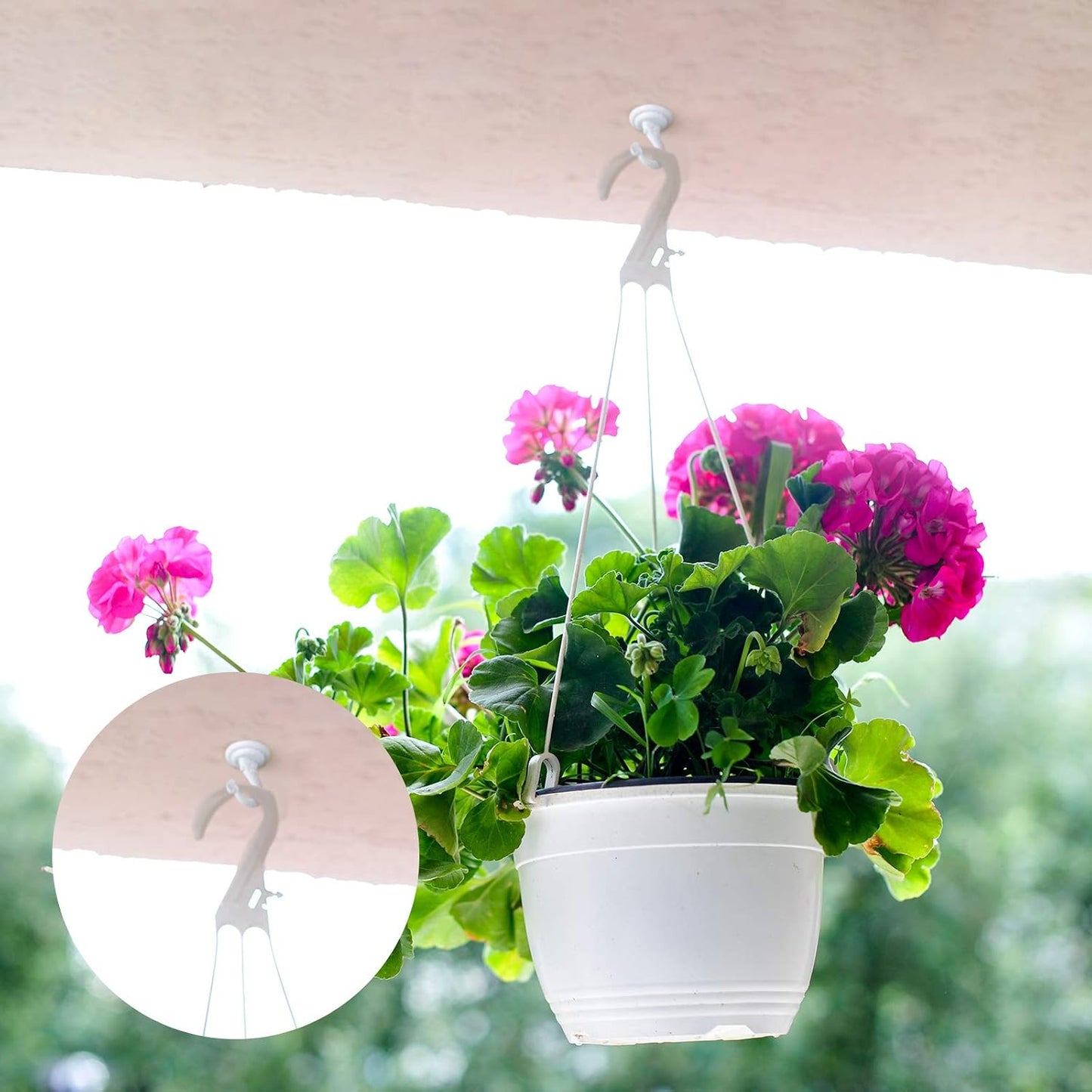  Lot De 2 Crochets Muraux Pour Suspension De Plafond - Pour Plantes Et Lustres - Blanc