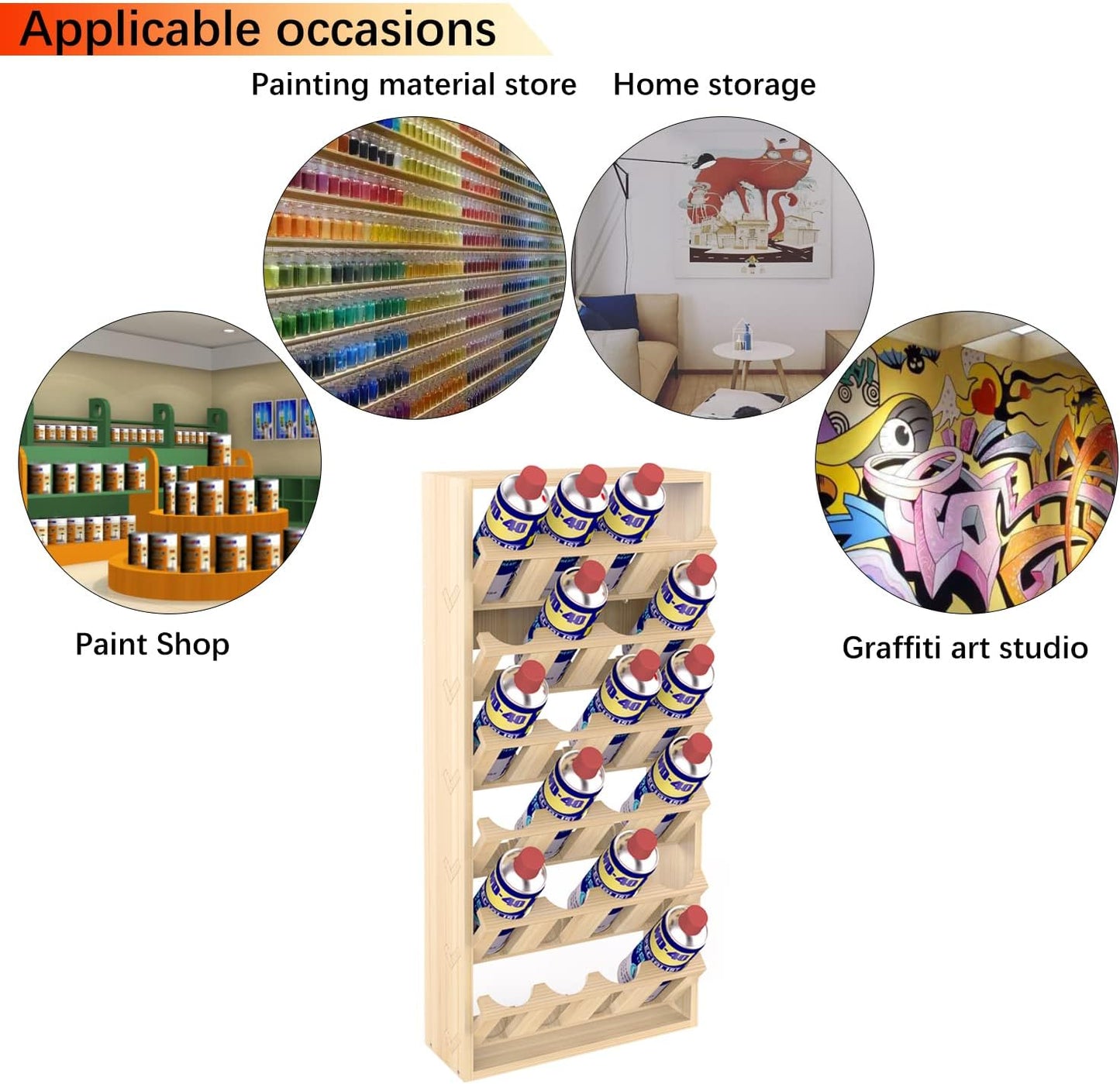  Support De Rangement Mural à 6 Niveaux Pour Peinture Ou Lubrifiant - 24 Canettes - 36,1 X 12,7 X 76,2 Cm (L X L X H)