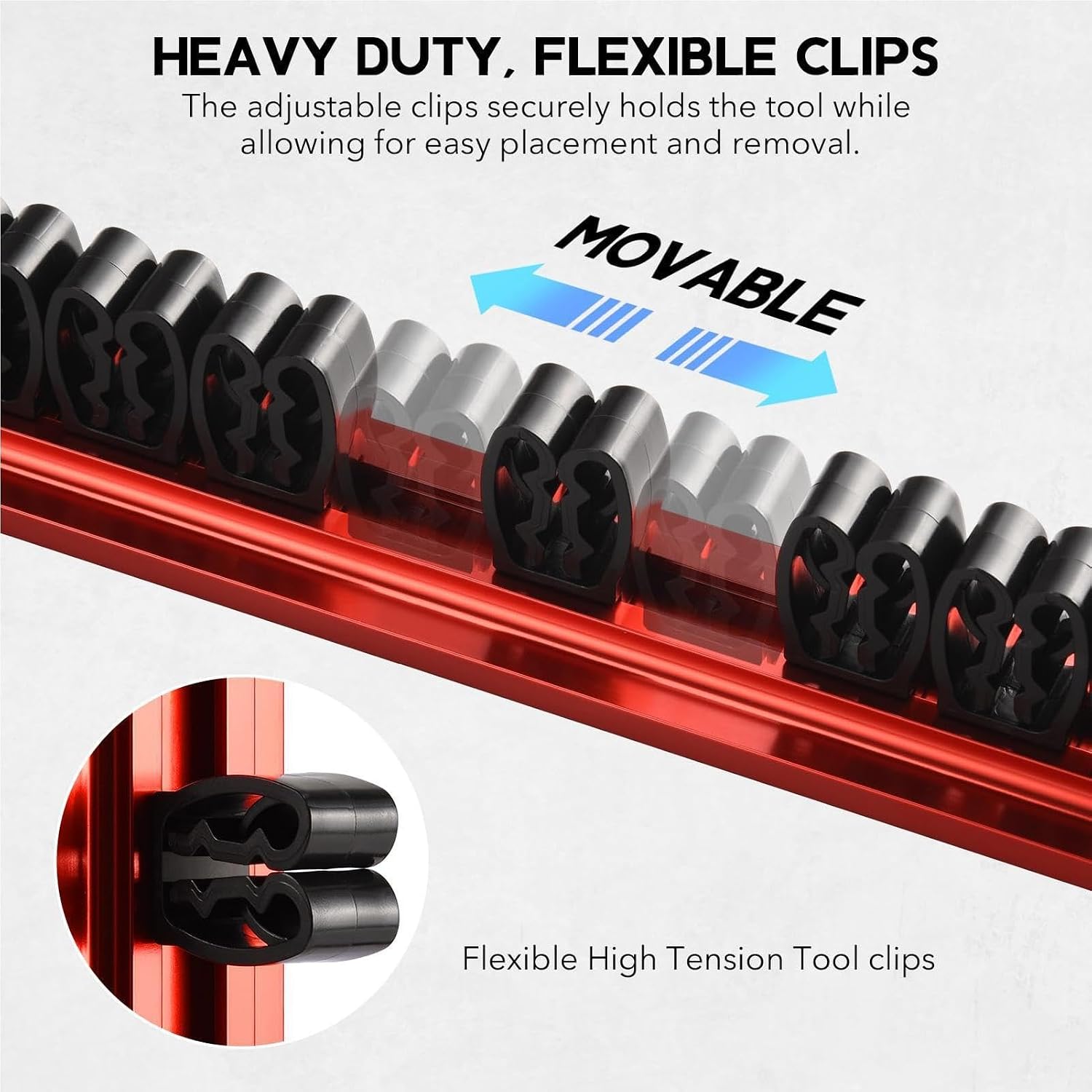 GENERIC Option 1 Support Magnétique Pour Tournevis – Rangement Sur Rail En Aluminium, Porte-clés Haute Capacité Avec Poignée Puissante En Néodyme, Permet D' Les Petits Outils à Main En Toute Sécurité