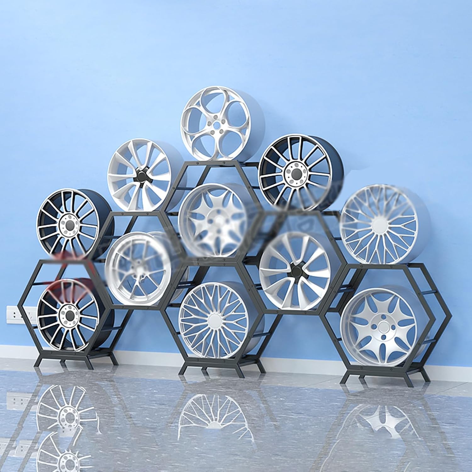  Générique Présentoir Empilable Pour Jantes De Pneus – Étagères De Rangement Robustes Pour Garage, Pour Roues Et Moyeux De Voiture – Support Idéal Pour La Maison, Le Magasin Et L'atelier (Style 1-A)