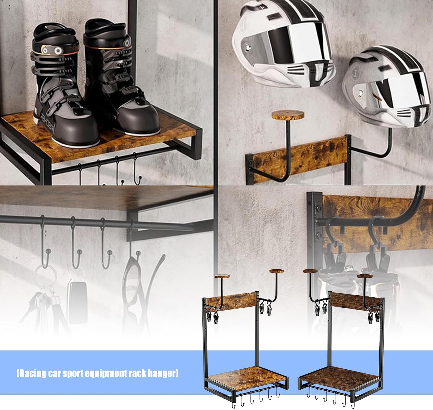  Support Mural En Bois Pour Rangement De Garage Et Décoration D'intérieur Avec Finition Naturelle