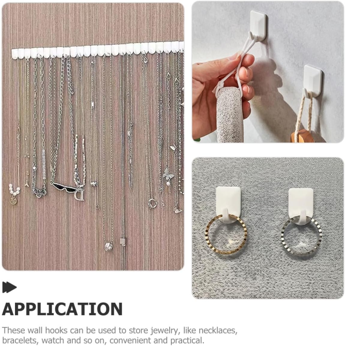  Healvian Crochets Muraux Adhésifs Crochets De Rangement Multifonctions Lot De 24 Pièces Blancs En ABS Pour Suspendre Clés Et Bijoux, Mur Rangement