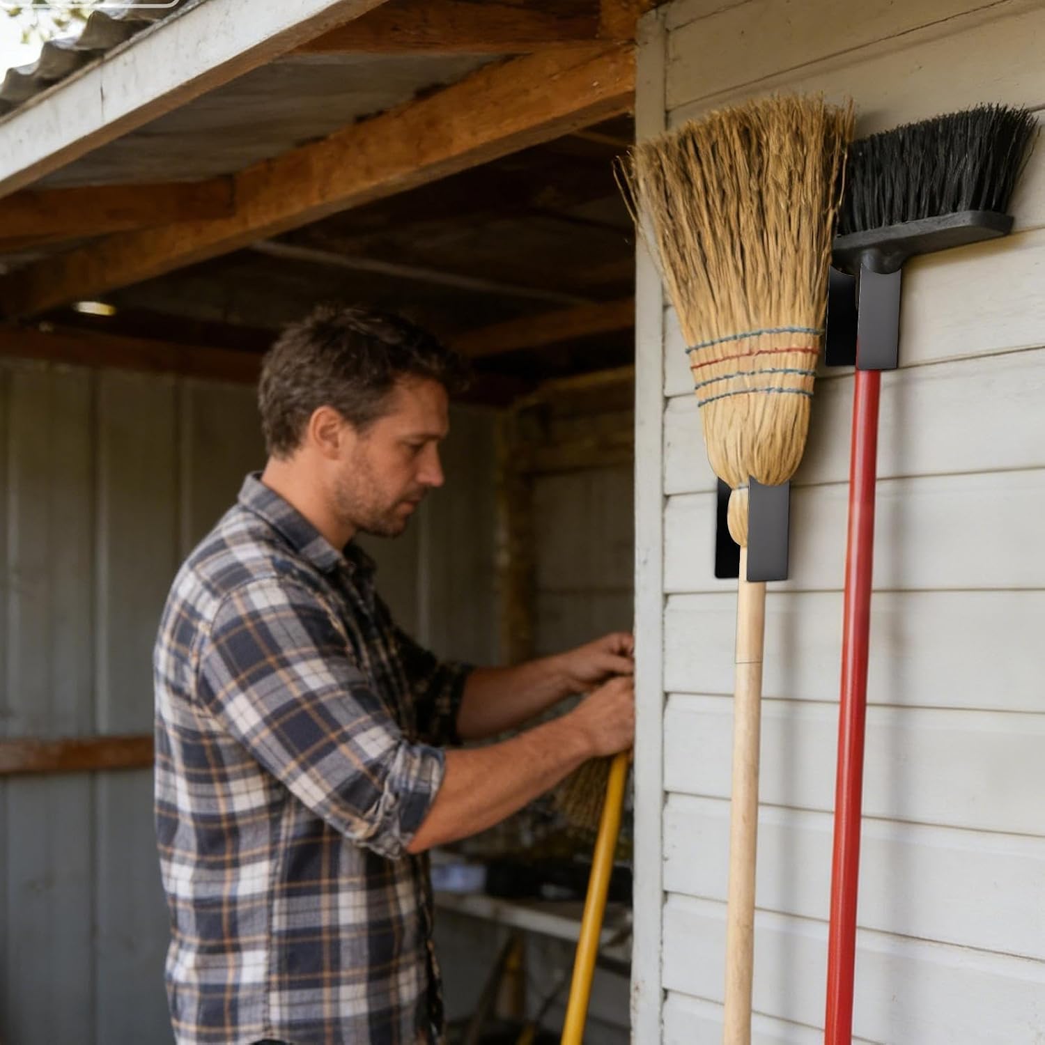  Support Mural Pour Balais, étagère De Rangement Pour Outils Dans Le Garage – Support Pour Balais Et Serpillères En Acier | Convient Pour Appartement, Cave, Extérieur, Cour, Maison, Cuisine Et
