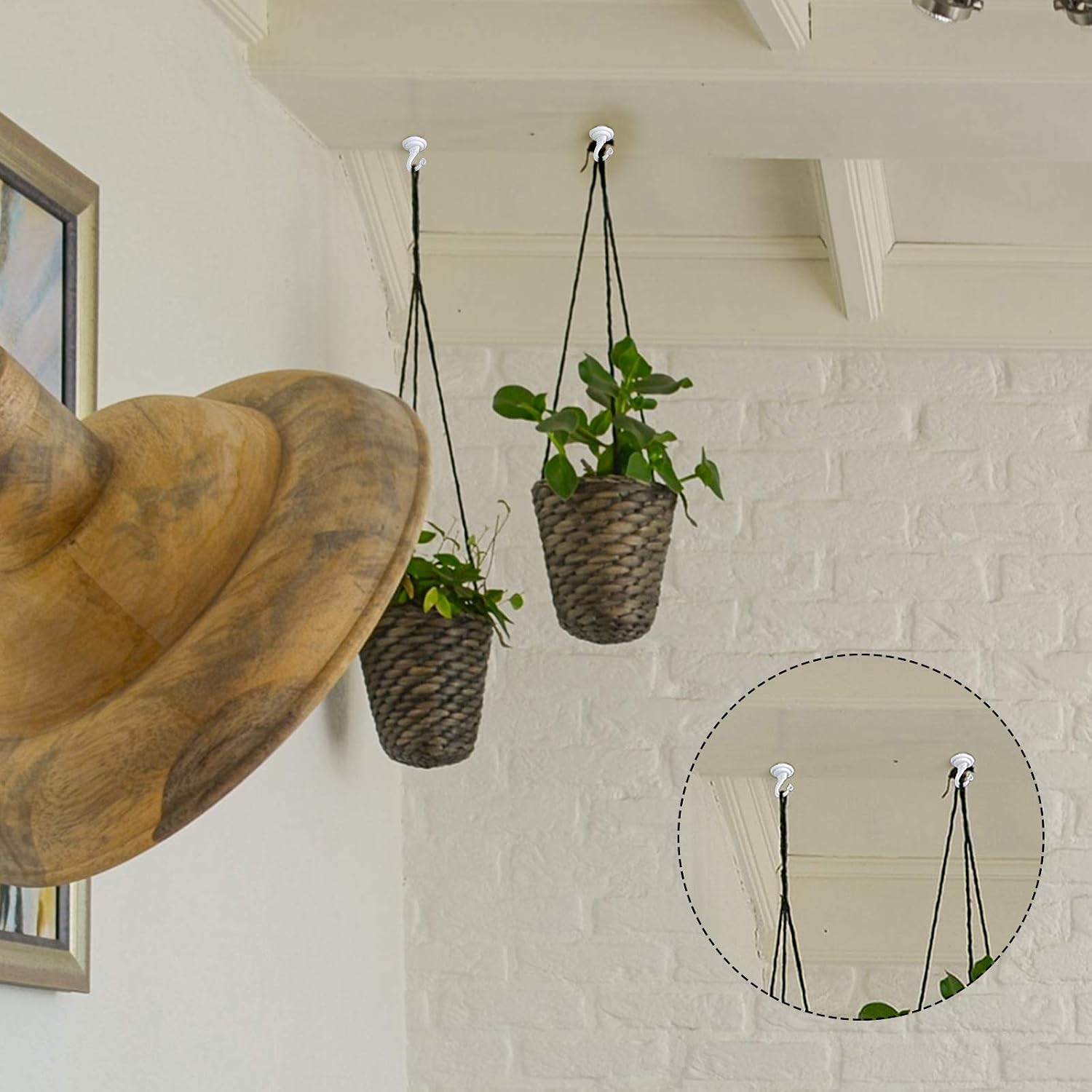  Lot De 2 Crochets Muraux Pour Suspension De Plafond - Pour Plantes Et Lustres - Blanc