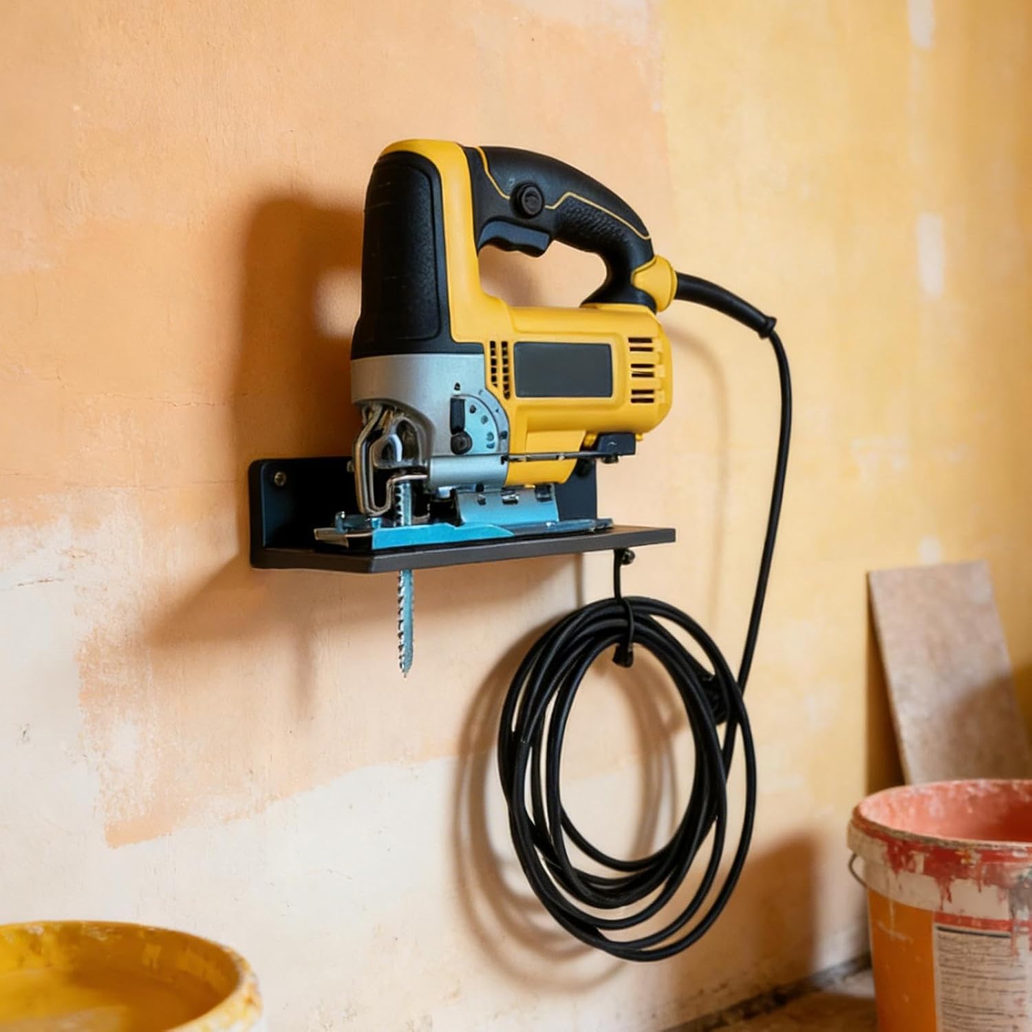 GENERIC Organiseur D'outils électriques – Support Mural Pour Scie Sauteuse Pour Garage | Construction En Fer Forgé Avec Design Robuste, Support De Rangement Mural, Support Compact Pour Atelier Et Sous-sol