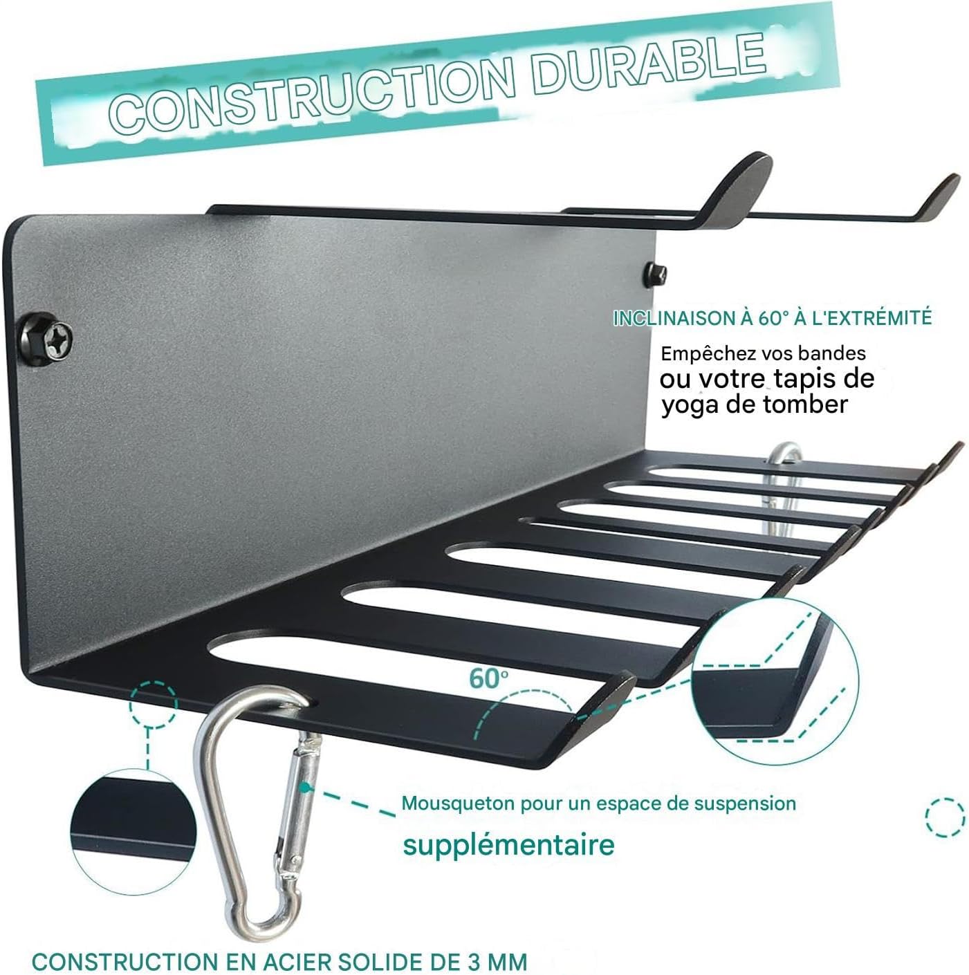  Porte-Accessoires De Fitness,Rangement Pour Équipement D'Entraînement | Support Mural Robust Étagères Gain De Place Pour Salle D'Entraînement Maison Fitness Yoga Garage