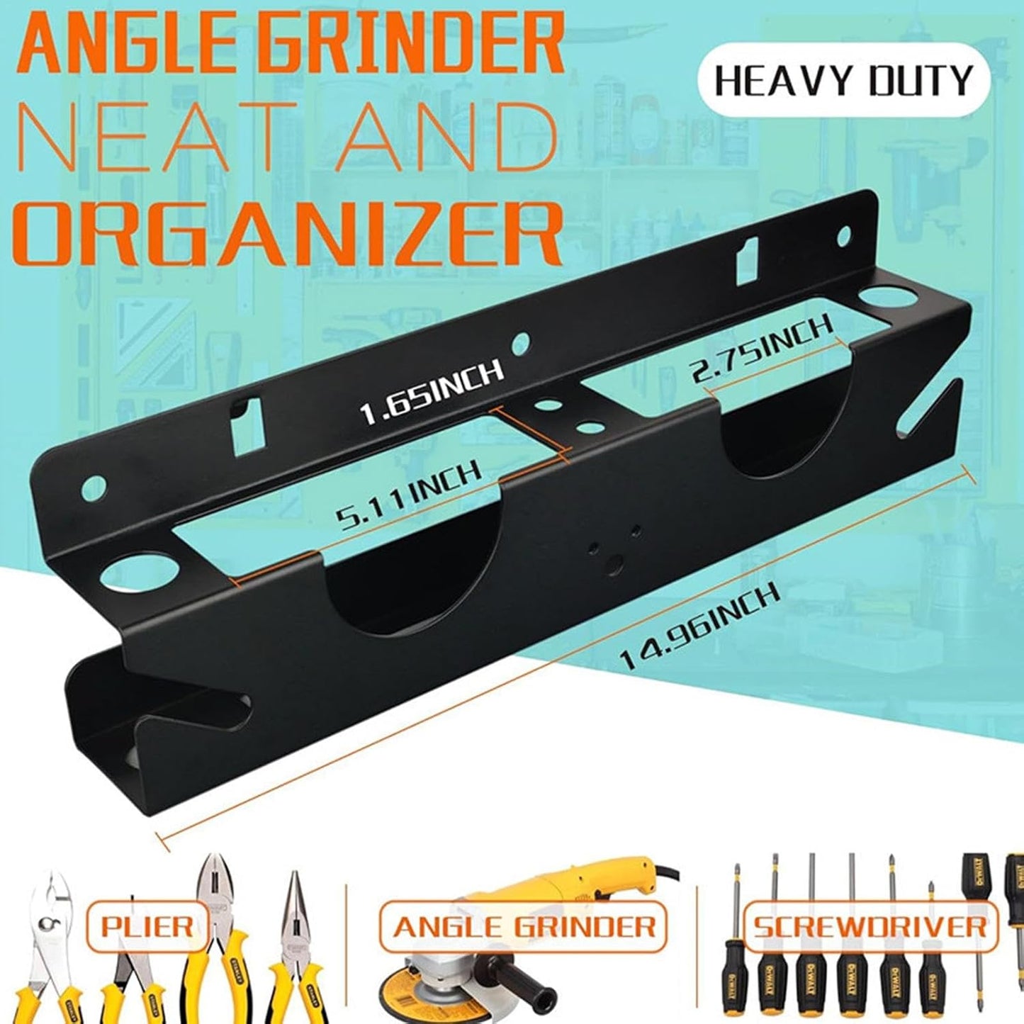  Angle Grinder Organizer, Wall Mount Tool Rack, Garage Tool Storage, Angle Grinder Storage, Polisher Wall Mount, Workshop Organizer Bracket, Sturdy Tool Storage Rack, Wall Mounted Grinder Holder