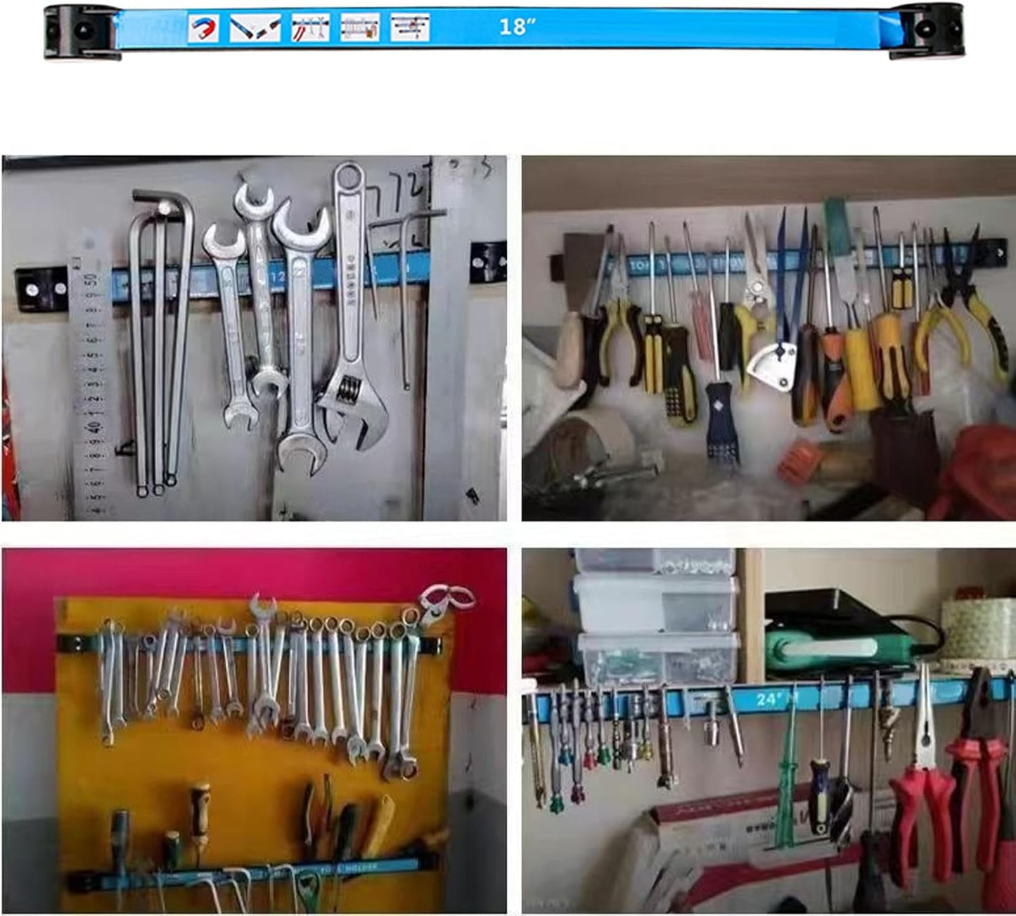 GENERIC Support Magnétique Pour Outils – Support Magnétique De Rangement Pour Outils, Barre Magnétique Pour économiser De L'espace Pour L'organisation Du Garage, Très Résistant