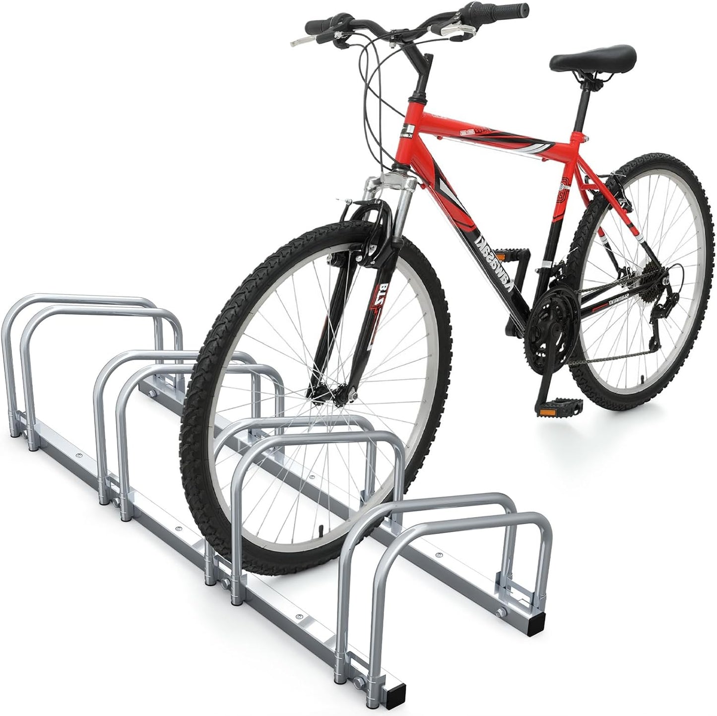  Vounot® Râtelier Vélo 4 Vélos Range Vélo Système Range Vélo Rangement Pour Vélo Support Pour Bicyclette Sol Ou Mural En Acier Revêtu Support De Rangement Vélo Jardin Ou Garage Râtelier Familial