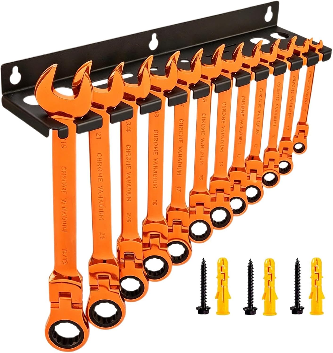 GENERIC Supports De Clés – Support Mural Pour Outils De Rangement De 35 Cm, Support De Rangement De Clés Mixtes Pour Garages, Rail De Plateau De Mécanicien Avec Fentes De Suspension, Support à Cliquet Pour