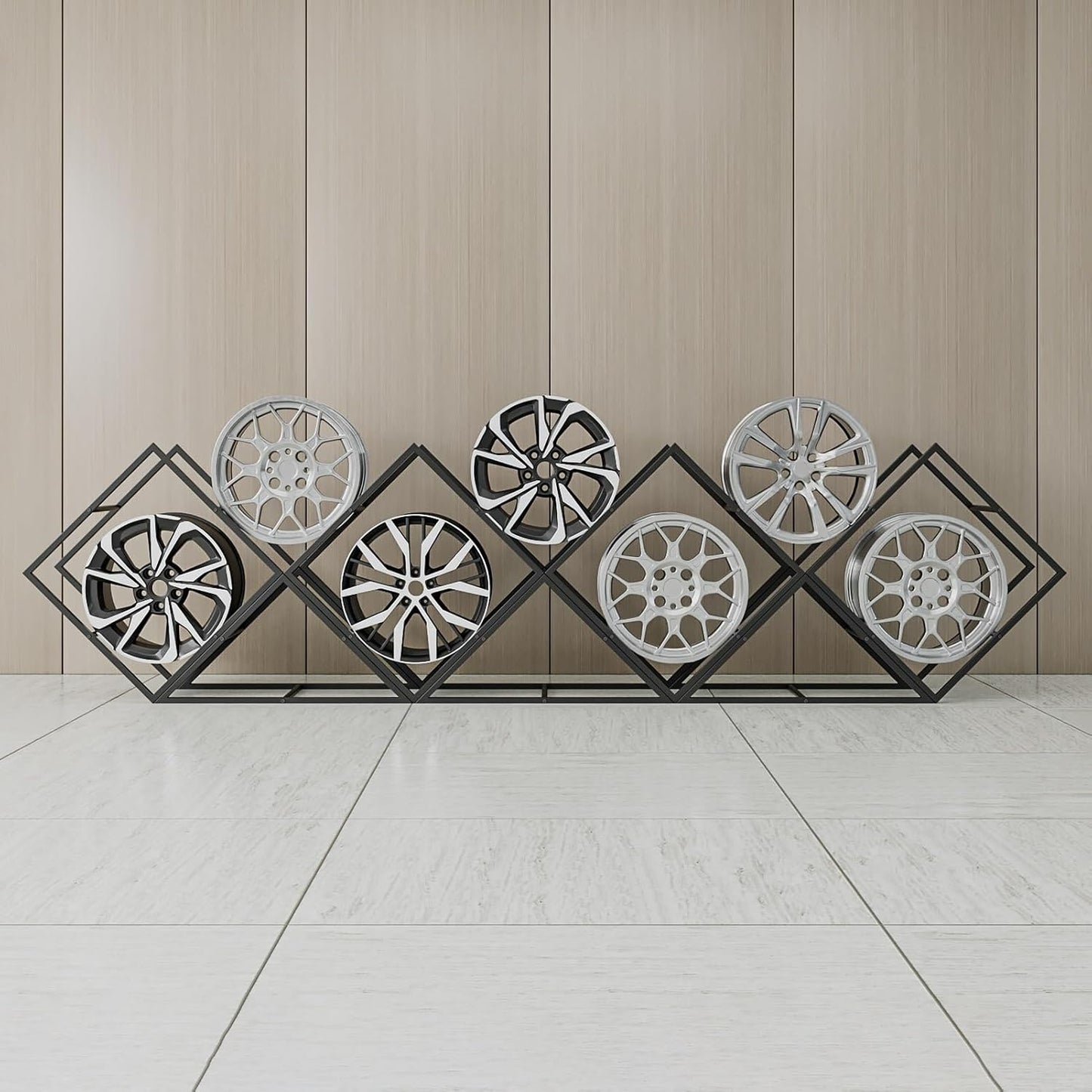  Générique Présentoirs Empilables Pour Jantes De Pneus - Supports De Rangement En Acier Robuste Pour Garage Et Atelier, étagères Pour Moyeux De Roue De Voiture, Solution De Rangement Pour Pneus, Grand