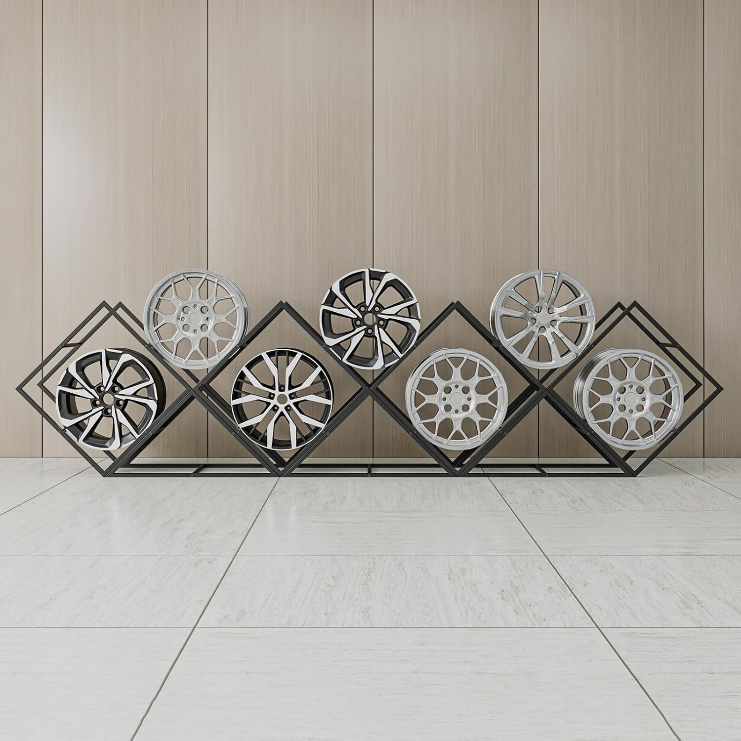  Générique Présentoirs Empilables Pour Jantes De Pneus - Supports De Rangement En Acier Robuste Pour Garage Et Atelier, étagères Pour Moyeux De Roue De Voiture, Solution De Rangement Pour Pneus, Grand