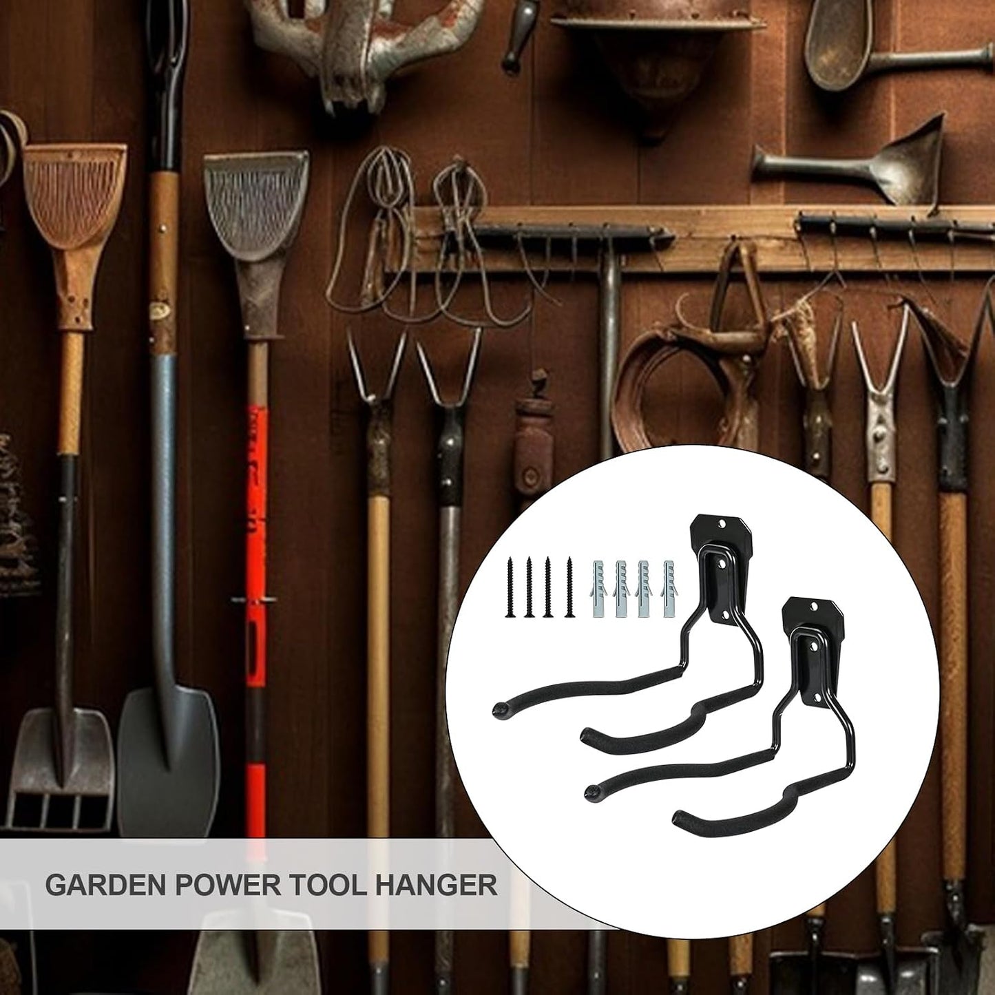  Générique Porte-Outils De Jardin Mural | Support D'Outils Noir Antirouille - Suspension Pour Outils | Organisateur Polyvalent Gain De Place Avec Crochets Pour Système De Rangement Mural De Garage