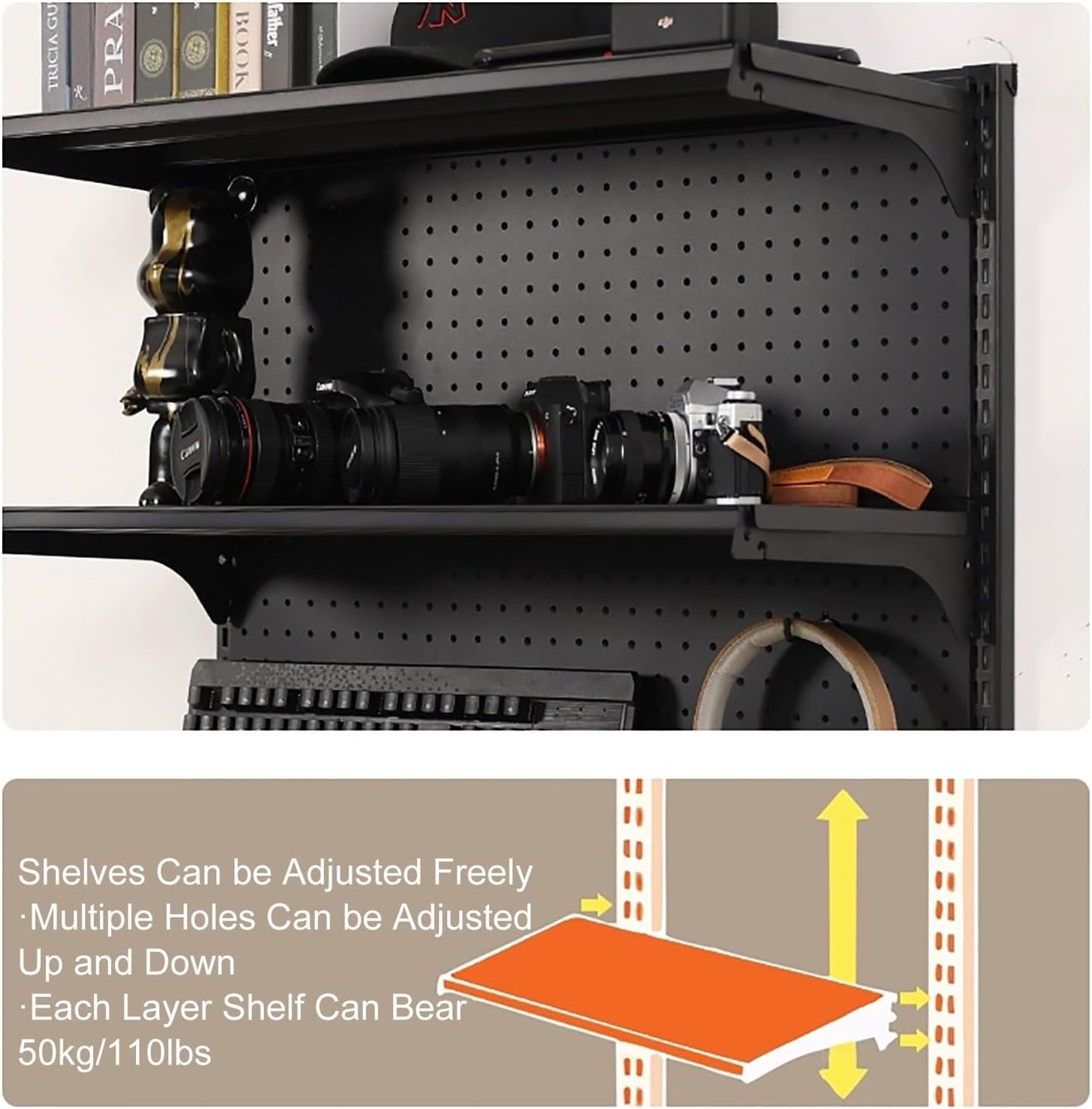 GENERIC Organiseur De Panneau Perforé En Métal – Solution De Rangement Polyvalente Pour Outils Et Bureau Pour Garage, Bureau Et Jeux Vidéo